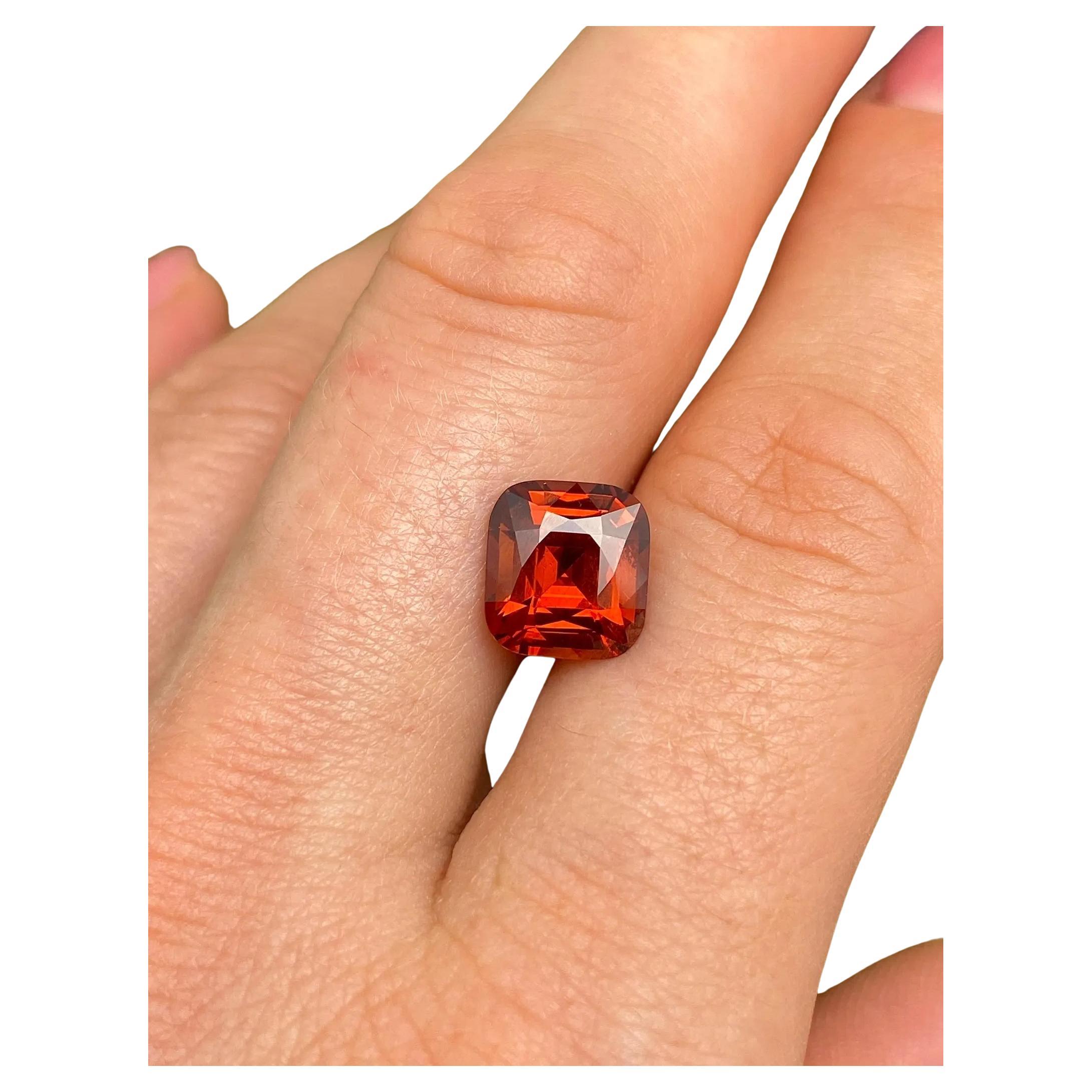 Almandin-Spessartin-Granat 4,57ct natürlicher Edelstein, Kissenschliff, Zertifikat im Angebot