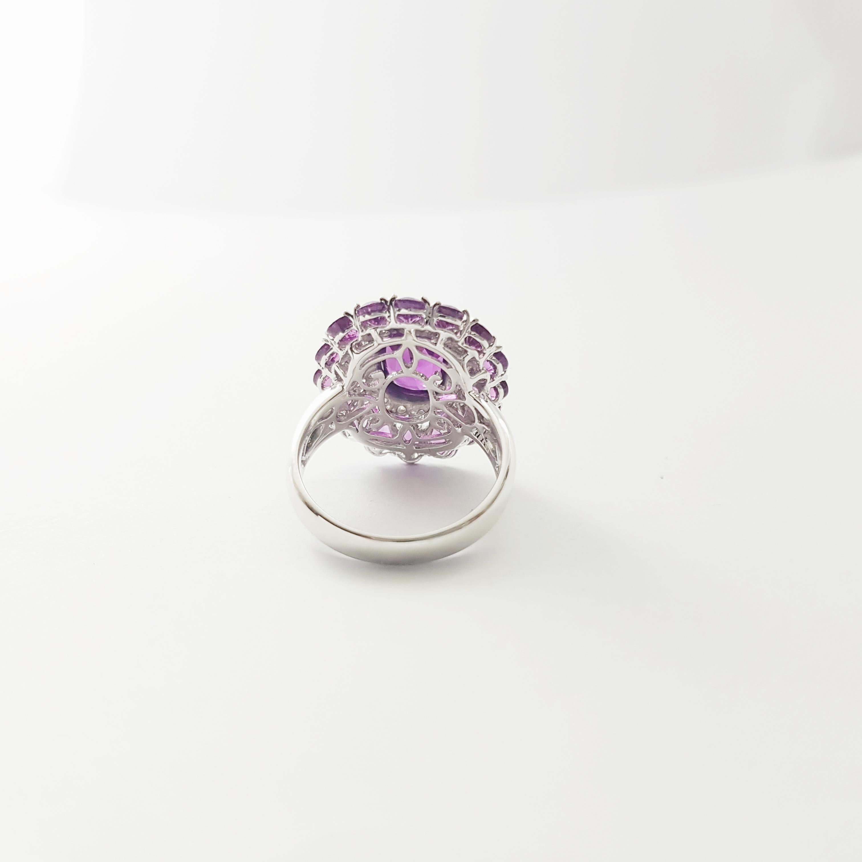 Almandit-Granat und Diamant-Ring in 18K Weißgold-Fassung im Angebot 4