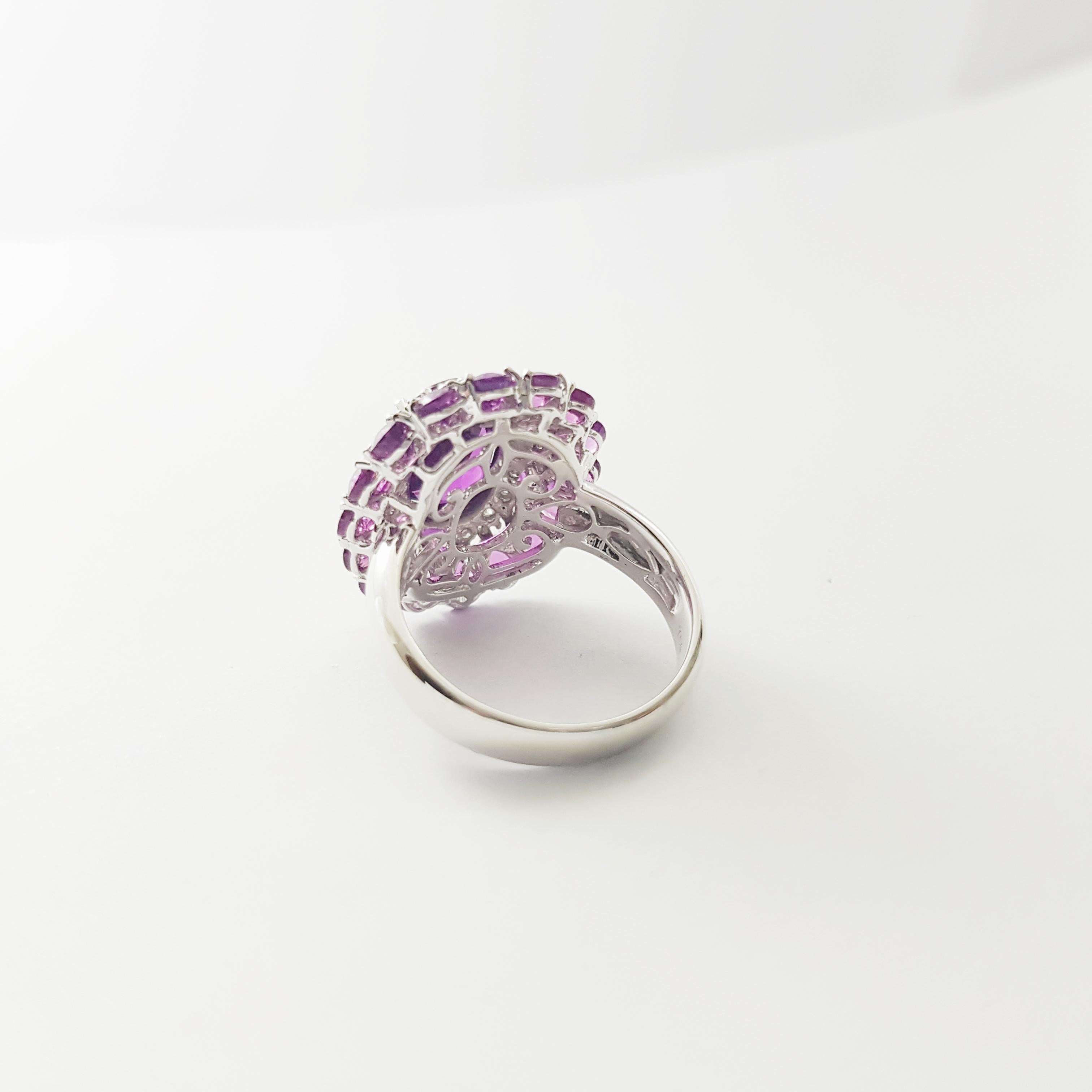 Almandit-Granat und Diamant-Ring in 18K Weißgold-Fassung im Angebot 5