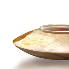 Ciotola e cucchiaio per caviale Almas in Corno Italiano e Cristallo Mod. 290