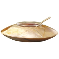 Almas Caviar Bowl and Spoon in Corno Italiano and Crystal Mod. 290