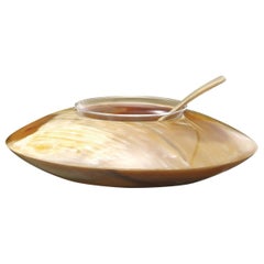 Almas Caviar Bowl and Spoon in Corno Italiano and Crystal Mod. 290