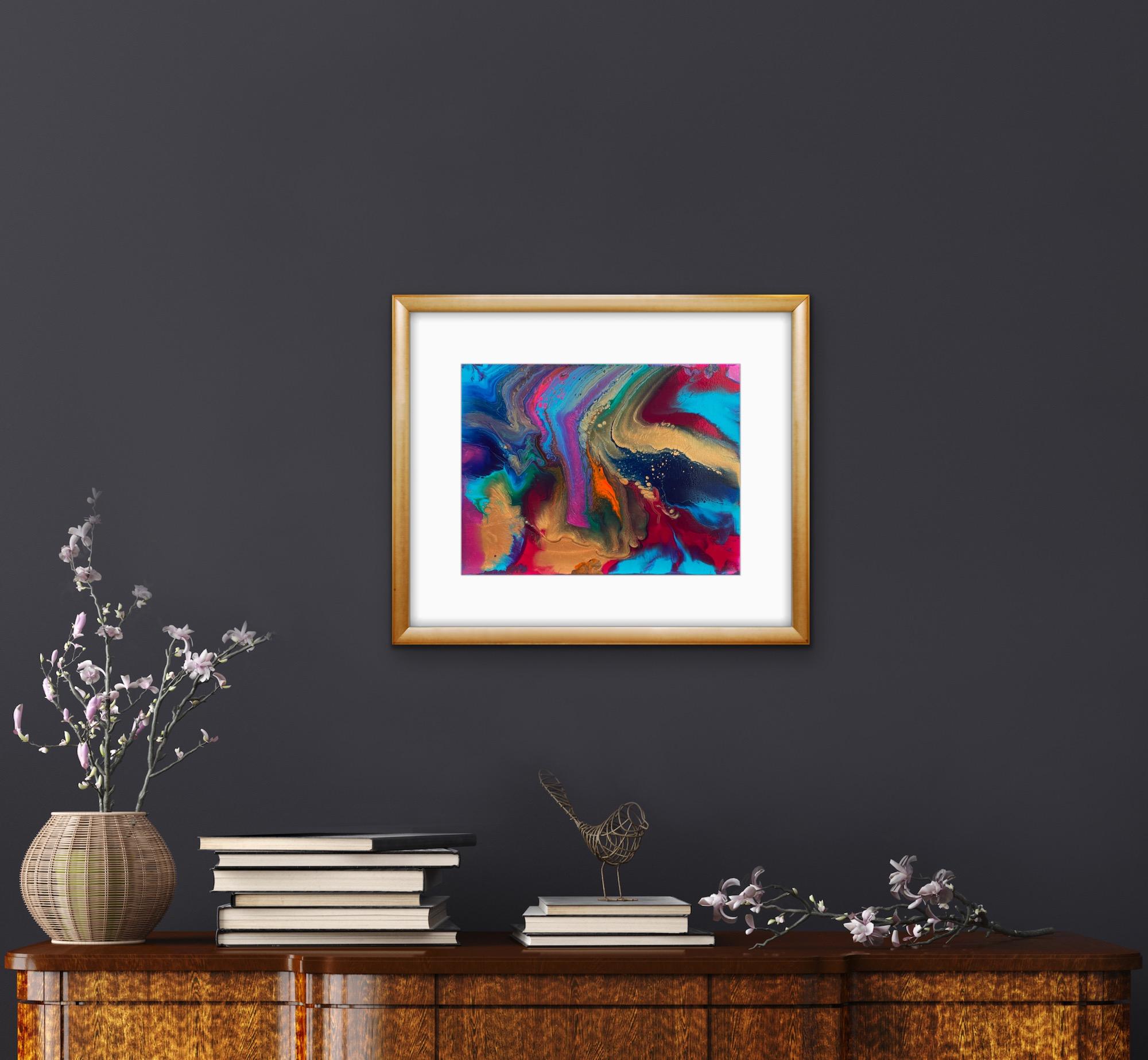 Number 2 of a trio set, this image has more cells and linear movement. The colors are stacked but blend seamlessly. It's calling your name with every color.