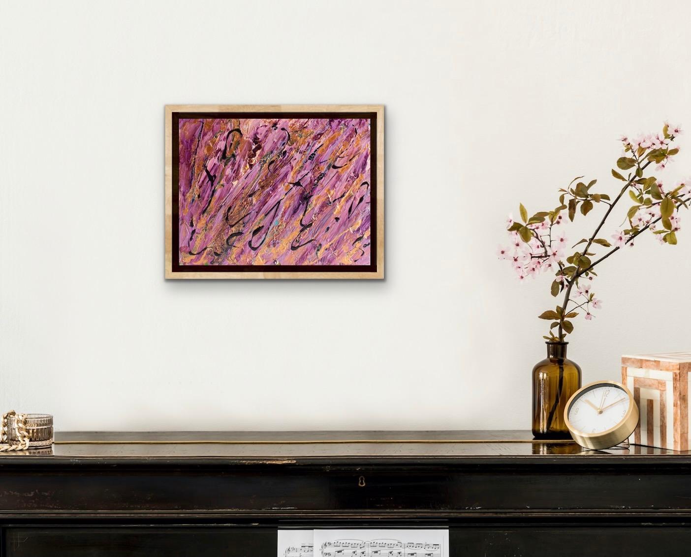 Love - Pink Abstract Painting by Almas Kabani
