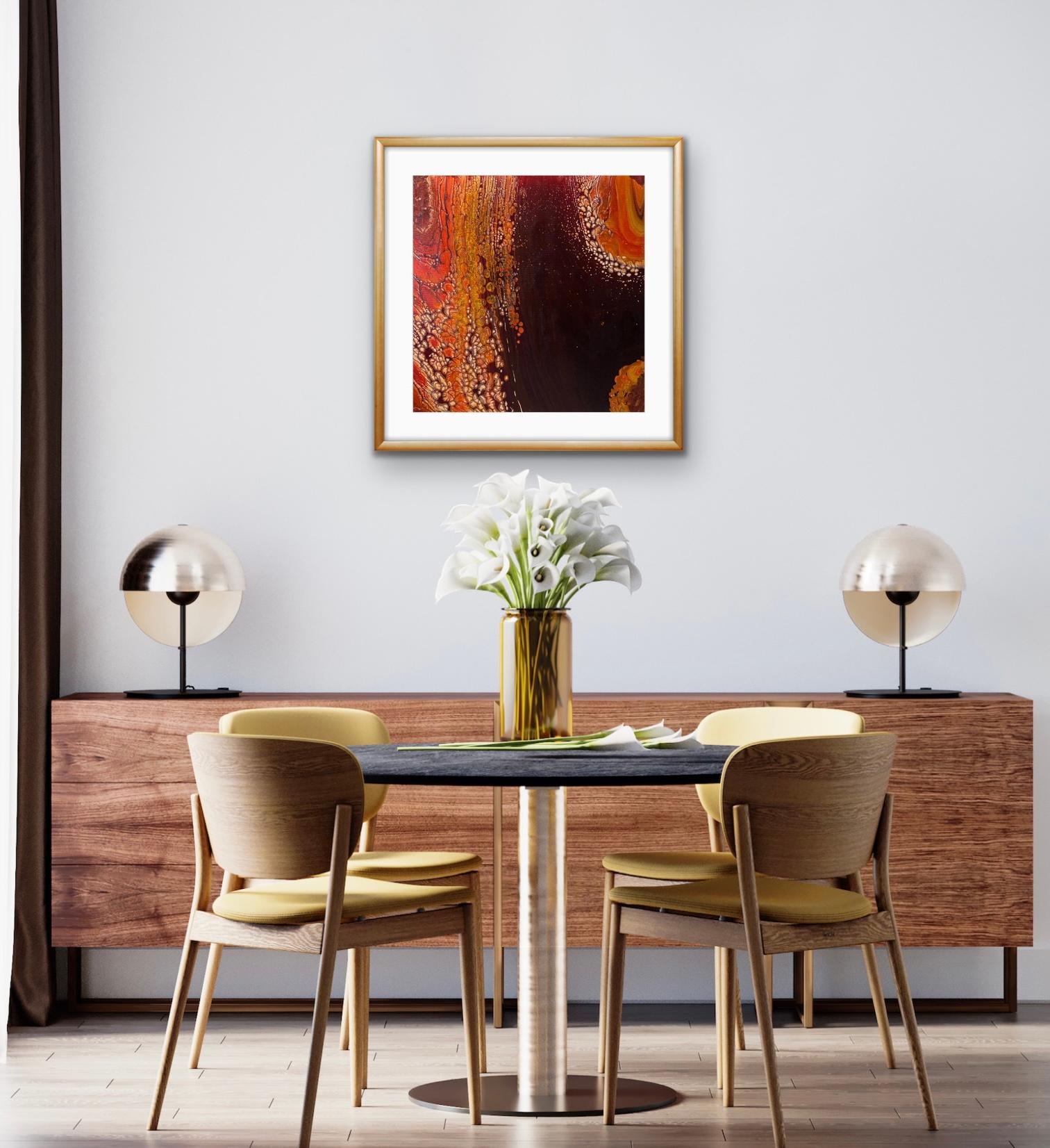The Copper Necklace - Brown Abstract Painting by Almas Kabani
