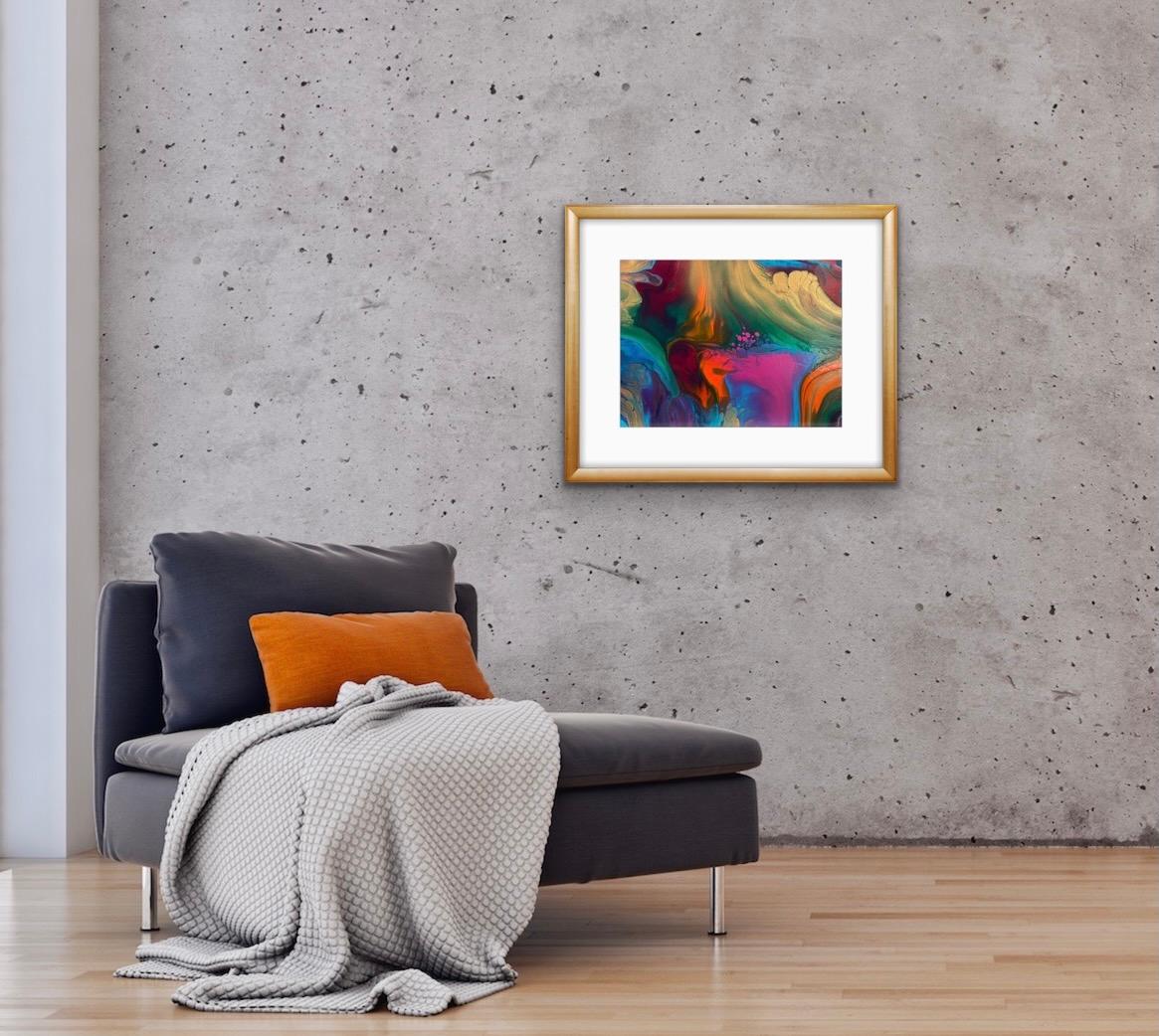 Part of a matching trio, this canvas elicits the feeling of waves moving underneath the earth. Movement is stamped into every curve and line.