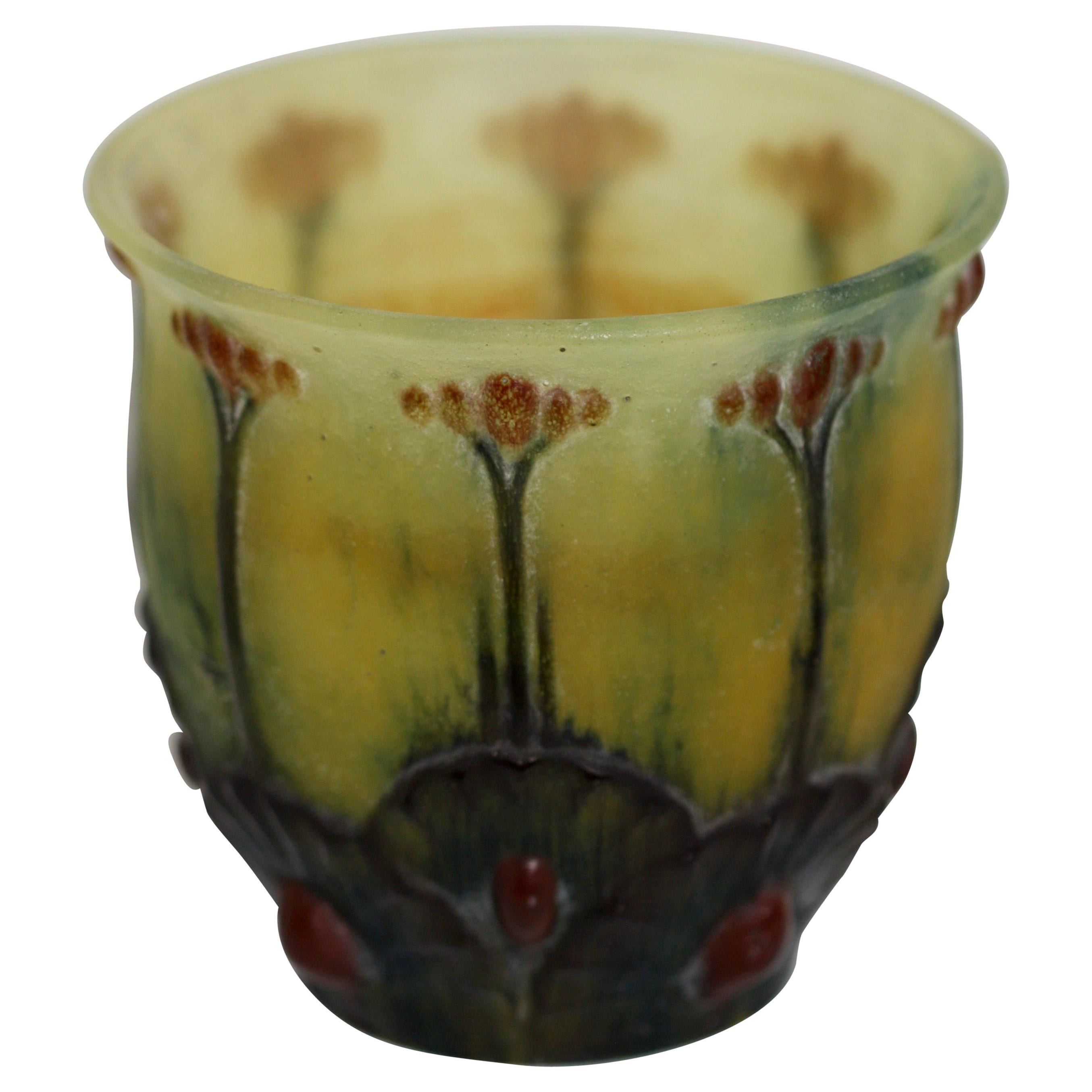 Almeric Walter Pate de verre Vase Designed by Corretic, France, circa 1925