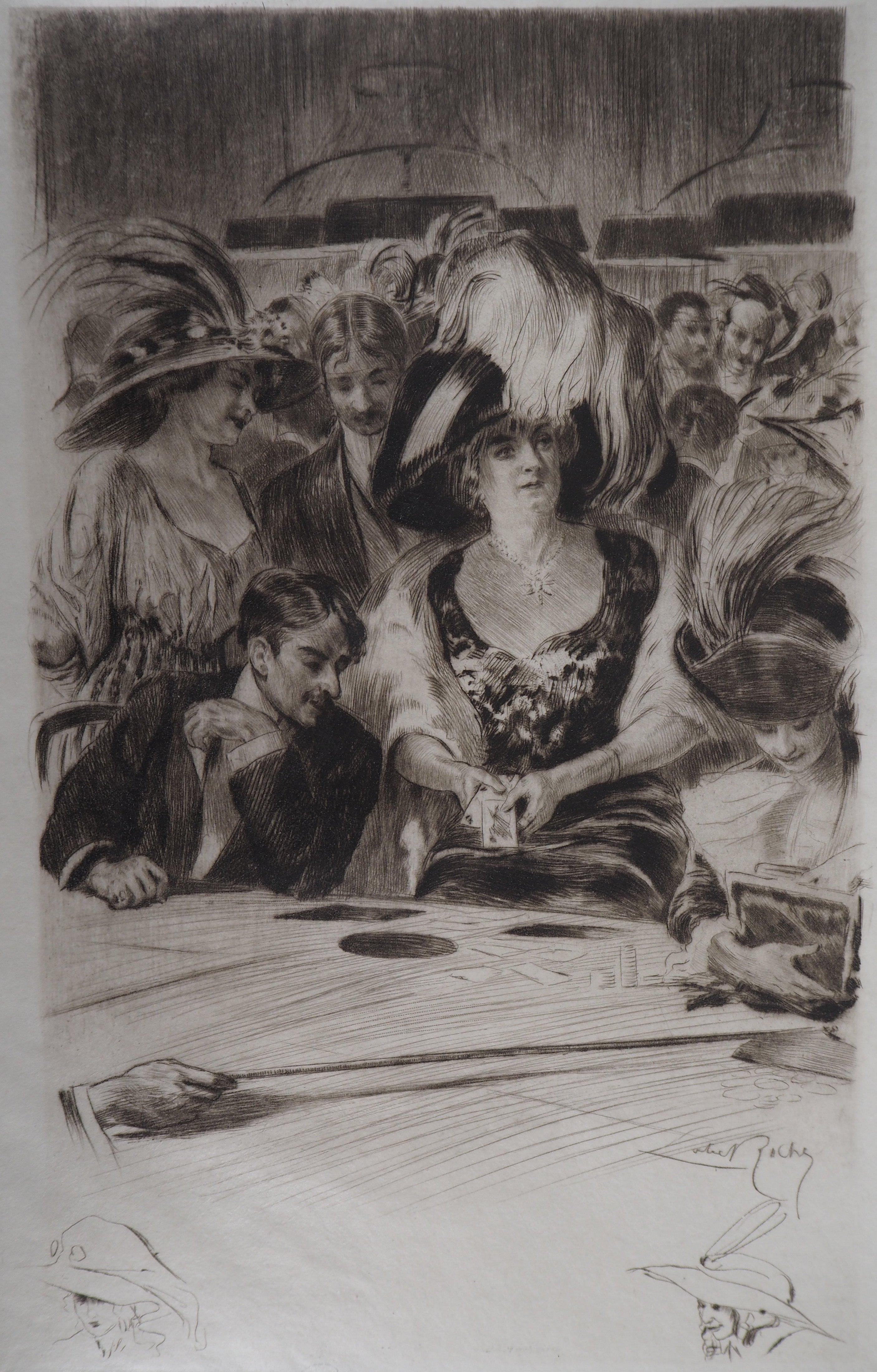 Almery Lobel-Riche Nude Print - Casino : The Card Players (Poker Game) - Original Etching Handsigned 