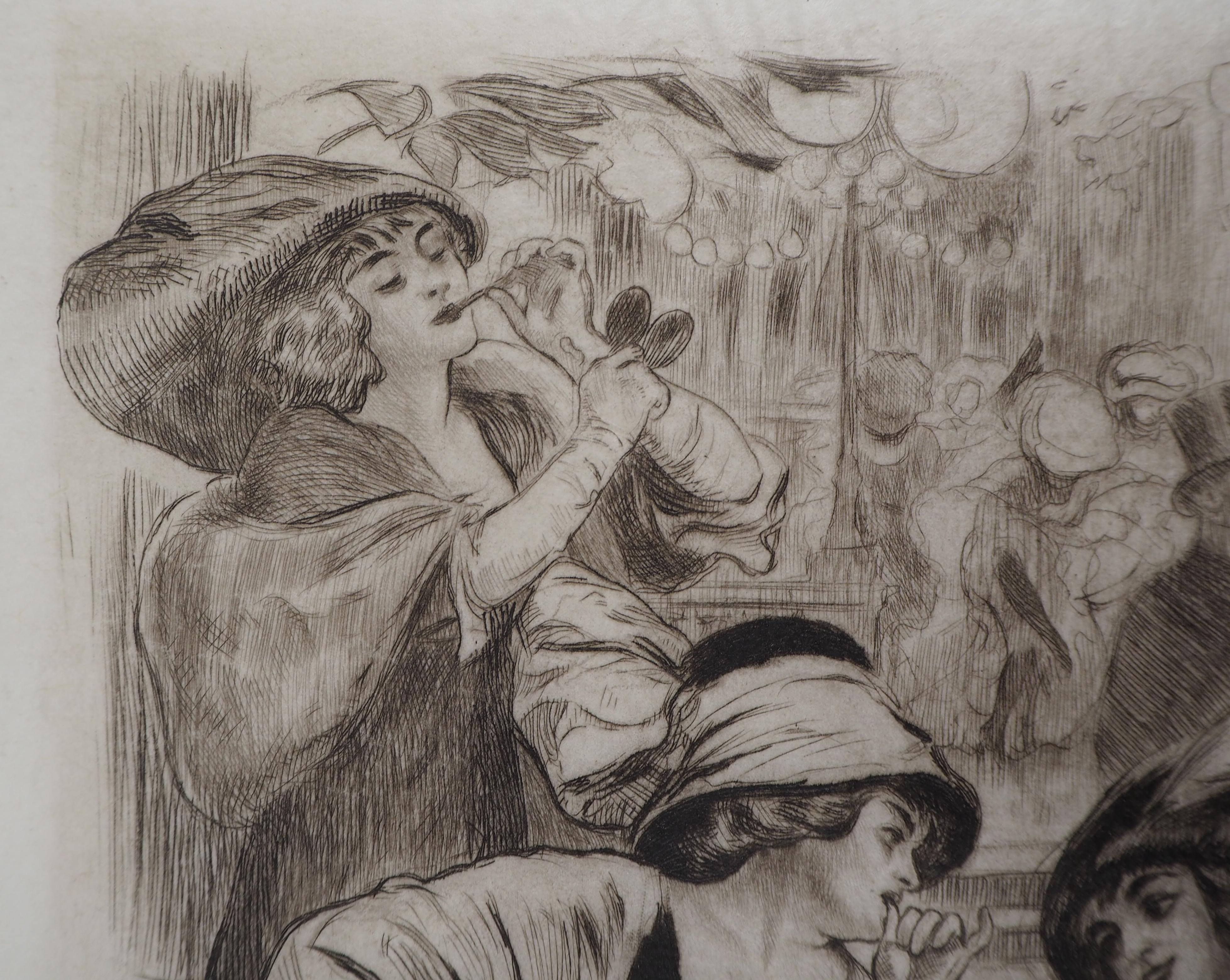 Dancers and Actresses Before the Show - Original Etching Handsigned  - Modern Print by Almery Lobel-Riche