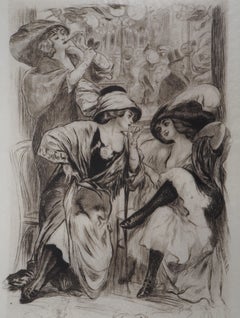 Dancers and Actresses Before the Show - Original Etching Handsigned 