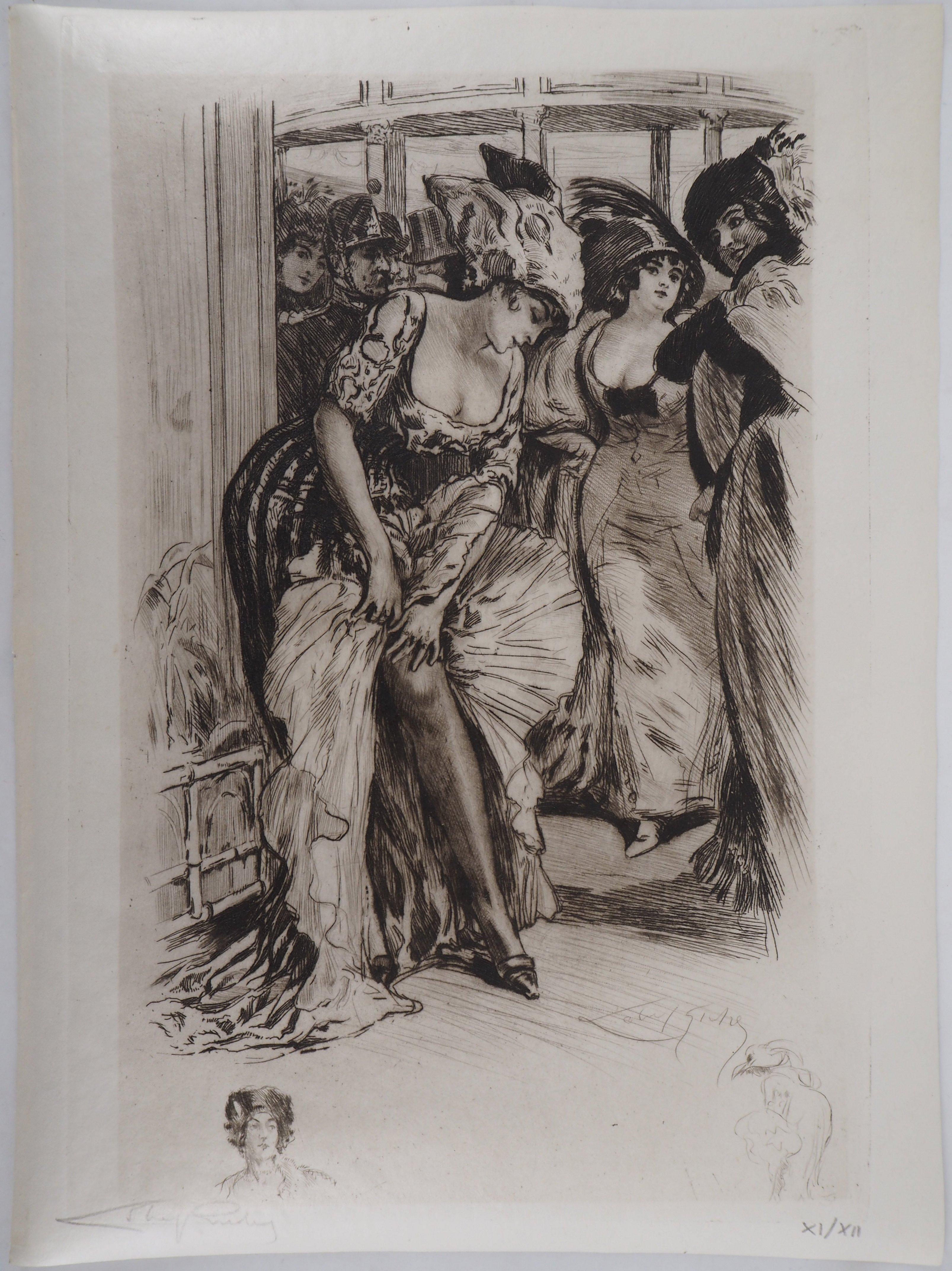 In the Cabaret - Original Etching Handsigned  - Print by Almery Lobel-Riche