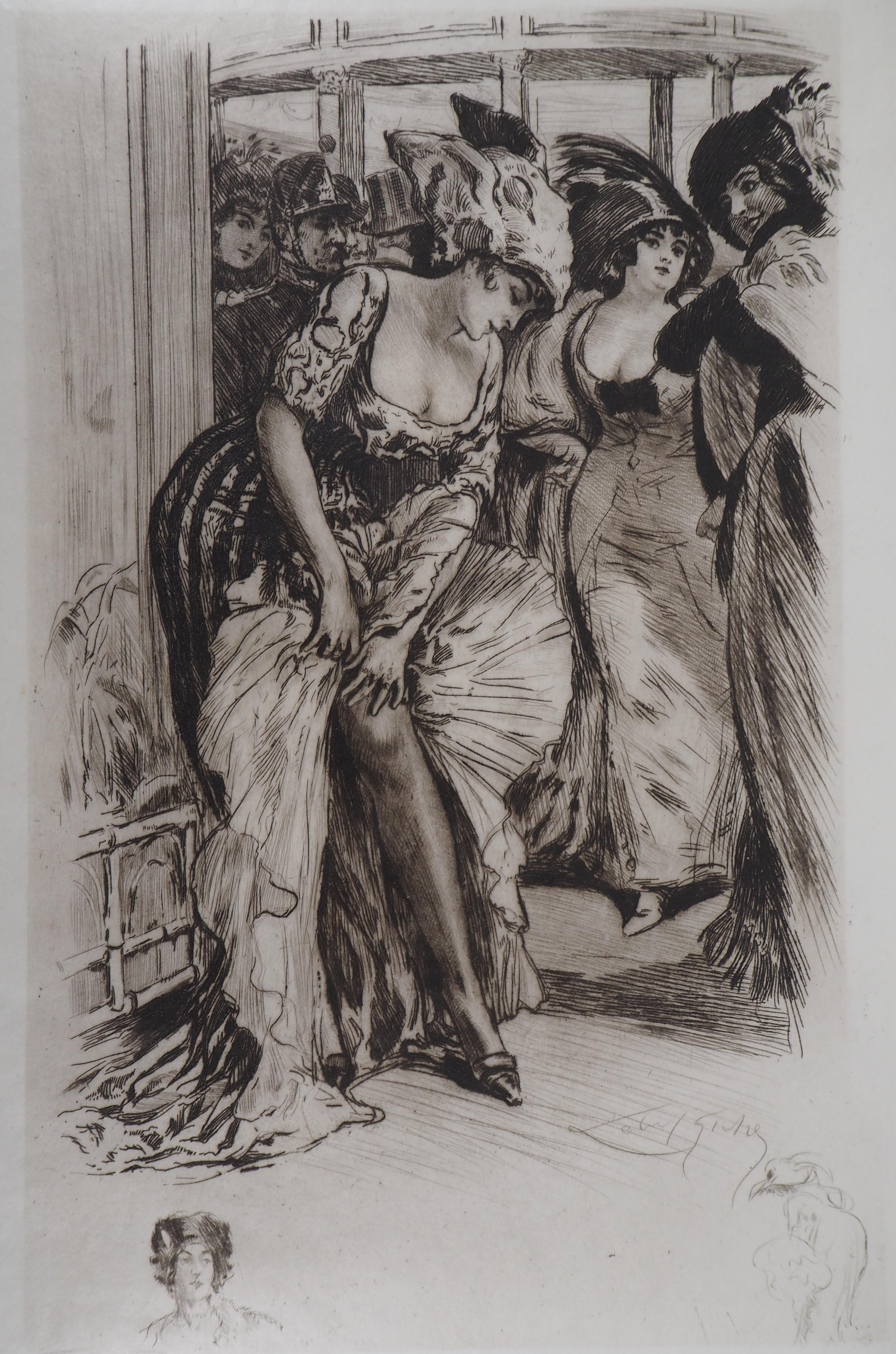 Almery Lobel-Riche Nude Print - In the Cabaret - Original Etching Handsigned 