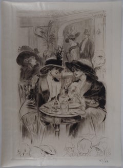 Pranzo a Parigi - Acquaforte originale firmata a mano