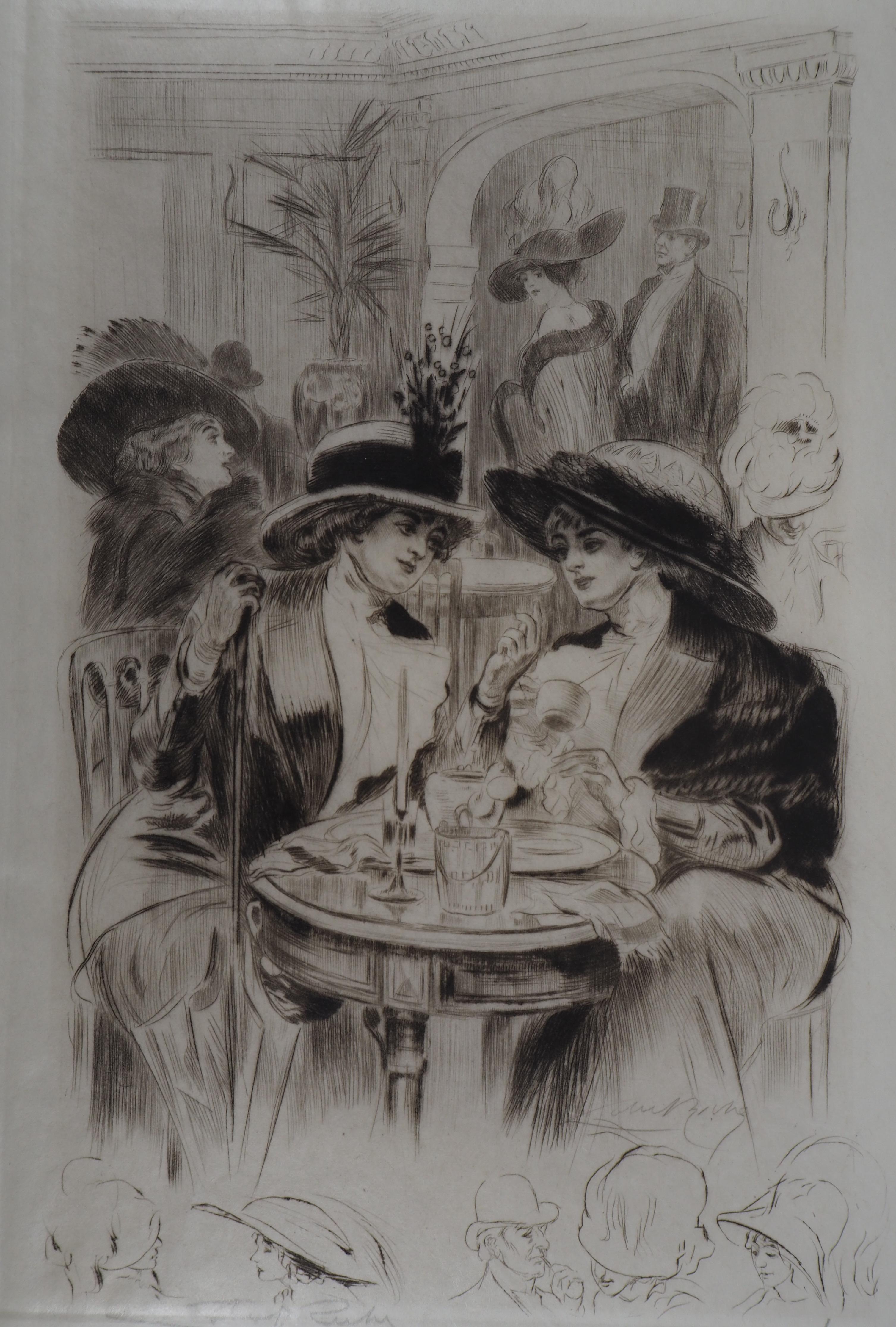 Almery Lobel-Riche Nude Print - Lunch in Paris - Original Etching Handsigned 