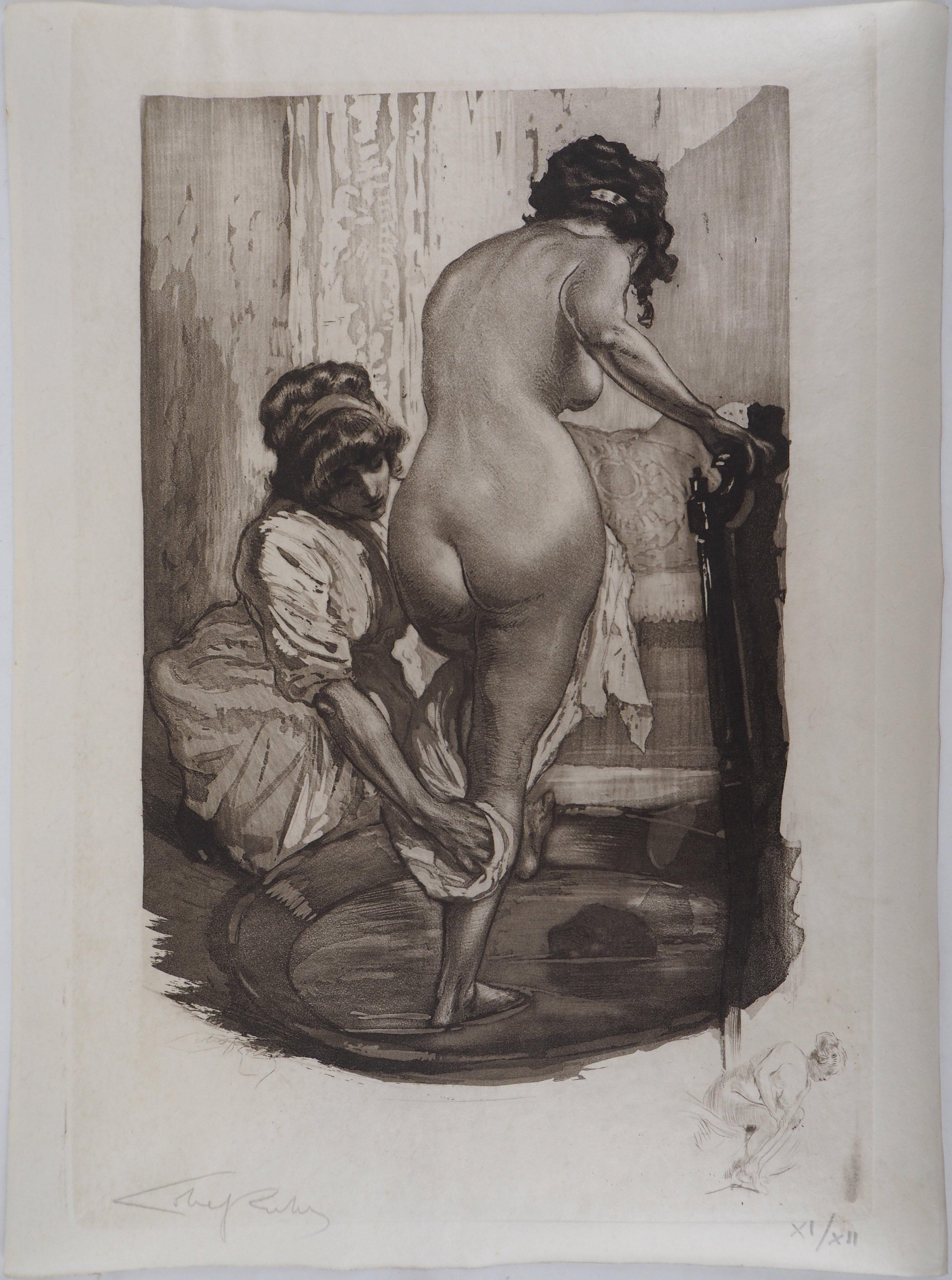 The Bath - Original Etching Handsigned  - Print by Almery Lobel-Riche