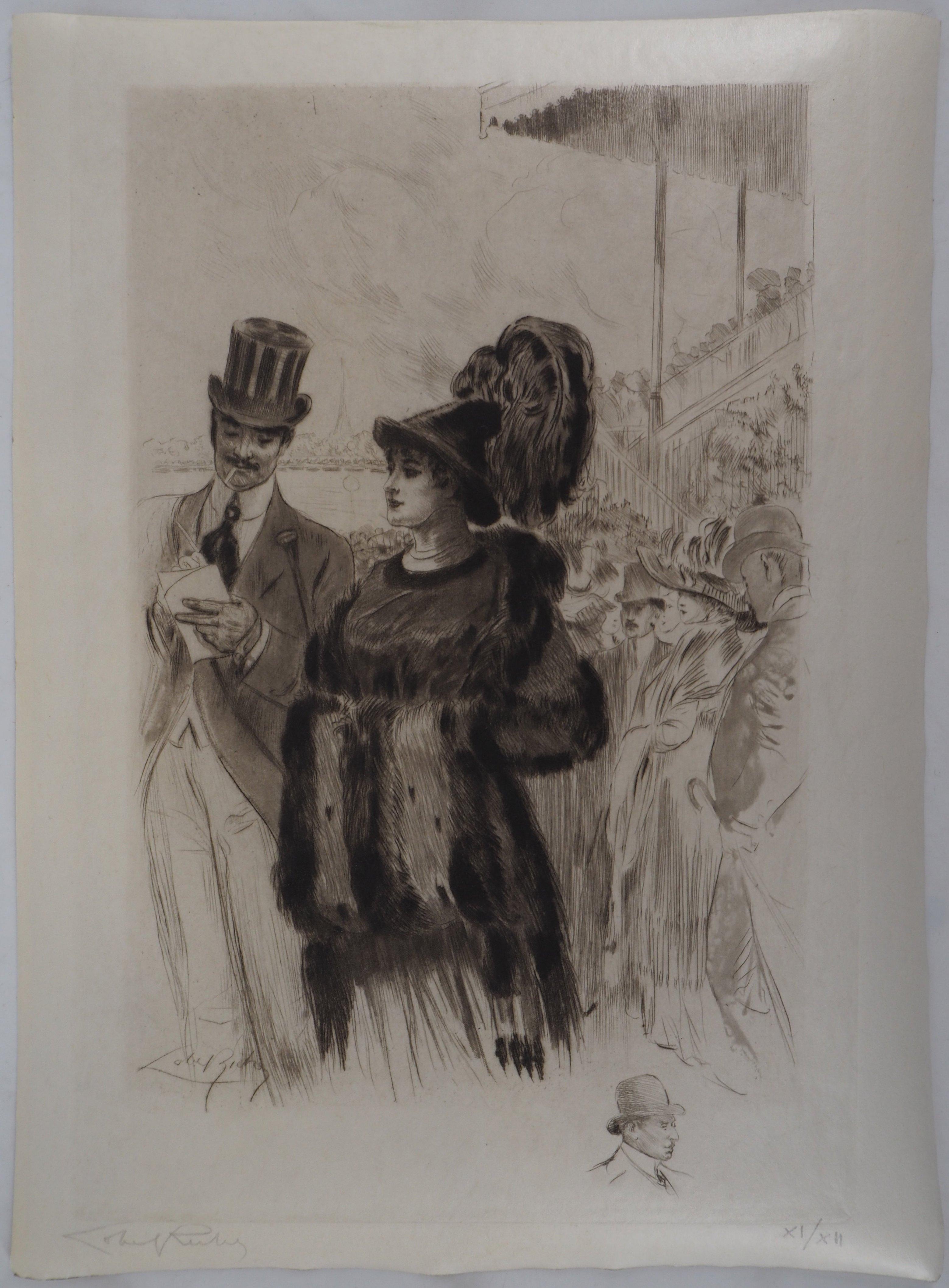 The meeting - Original Etching Handsigned  - Print by Almery Lobel-Riche
