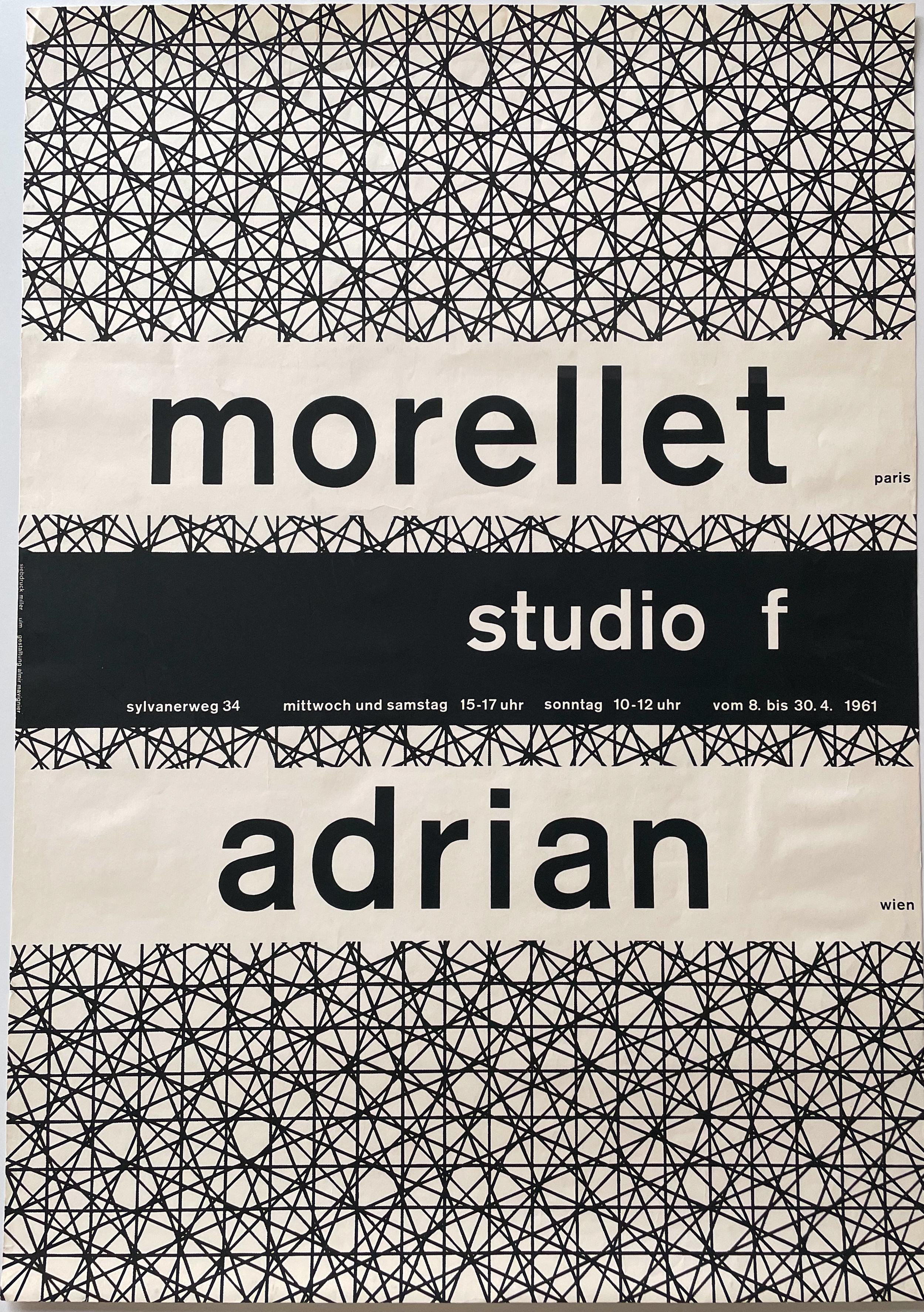 Poster von Almir Mavignier für Morellet/Adrian Show im Studio F, Almir Mavignier (Minimalistisch) im Angebot