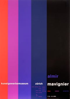 „Almir Mavignier“ Original Vintage Schweizer Farbfeldausstellungsplakat, signiert