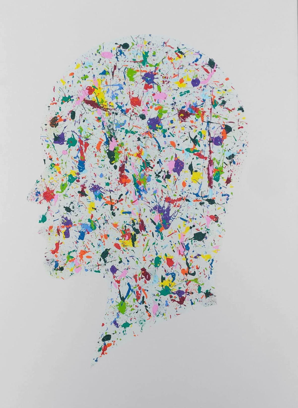 Abstract Painting di ALMO - Testa astratta che guarda a sinistra. Dalla serie Head