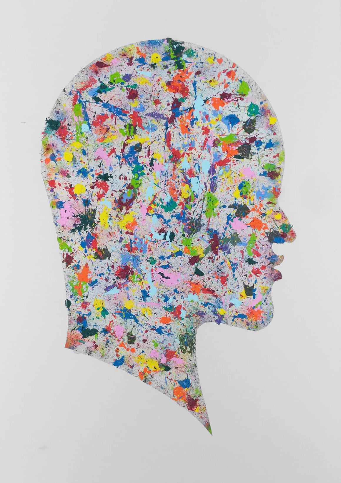 Figurative Painting di ALMO - Testa astratta che guarda a destra. Dalla serie Head