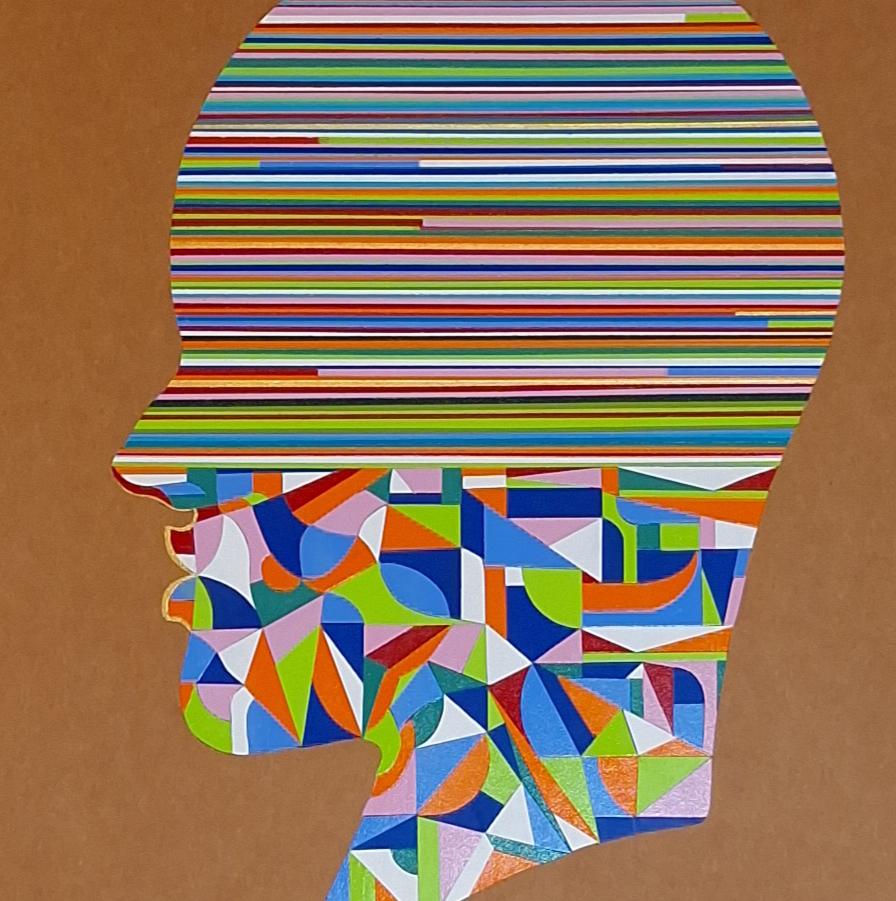 Interventi cellulari #1. Dalla serie Geometric Head - Painting Contemporaneo di ALMO