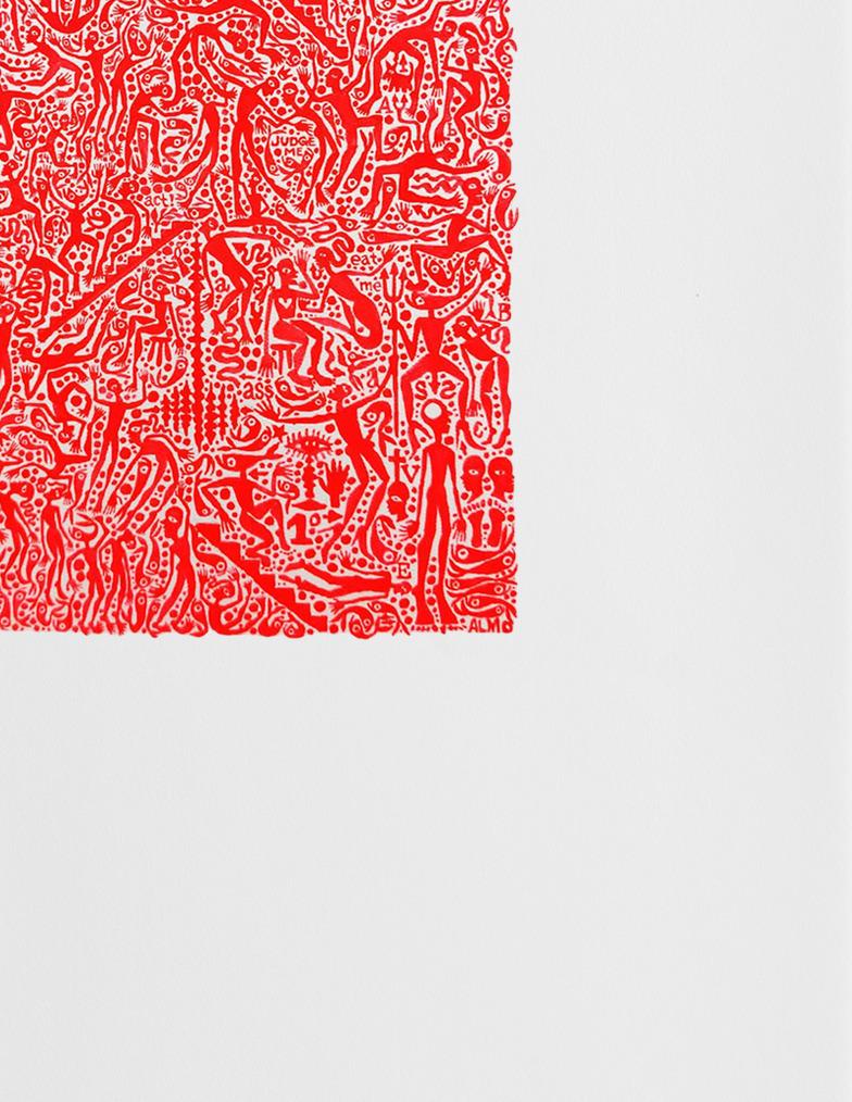 Ascensione fluorescente #1. Dalla serie Neon Progress - Abstract Painting Rosso di ALMO