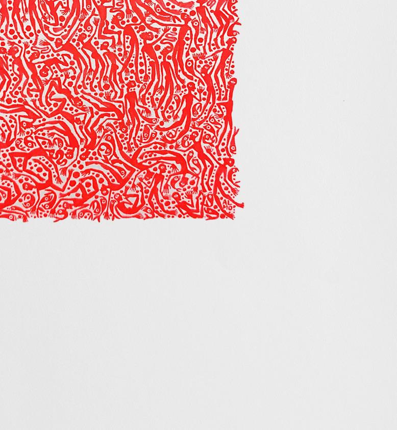 Ascensione fluorescente #4. Dalla serie Neon Progress - Abstract Painting Rosso di ALMO