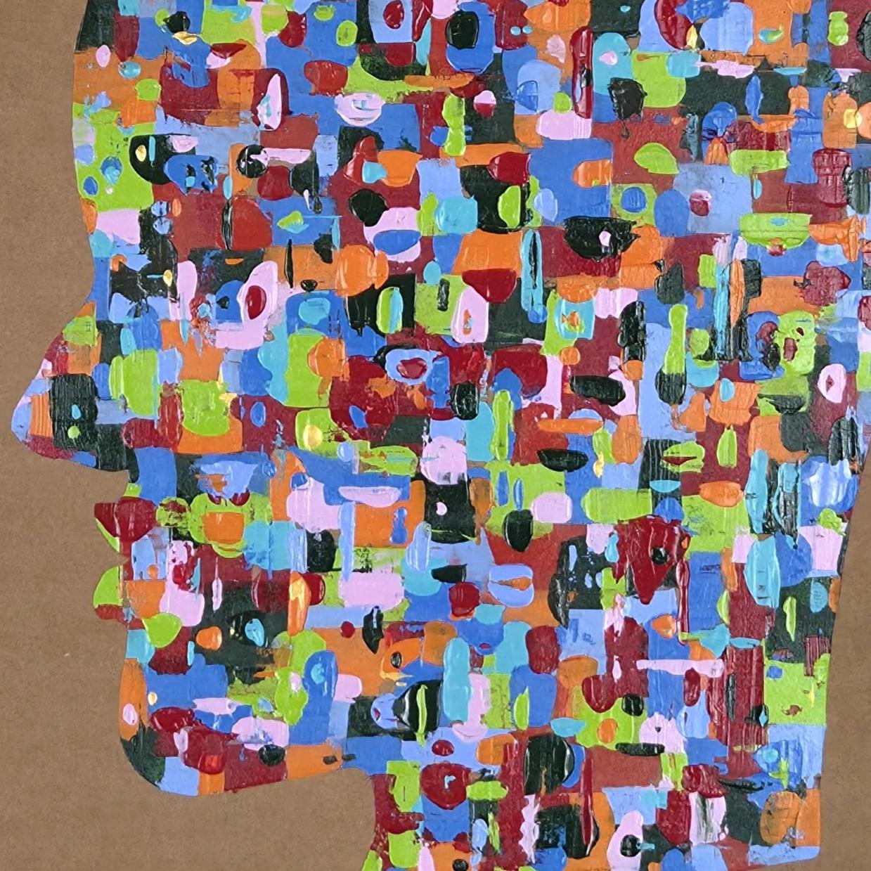 It’s cold outside your window. From The Geometric Head Series - Contemporary Painting by ALMO