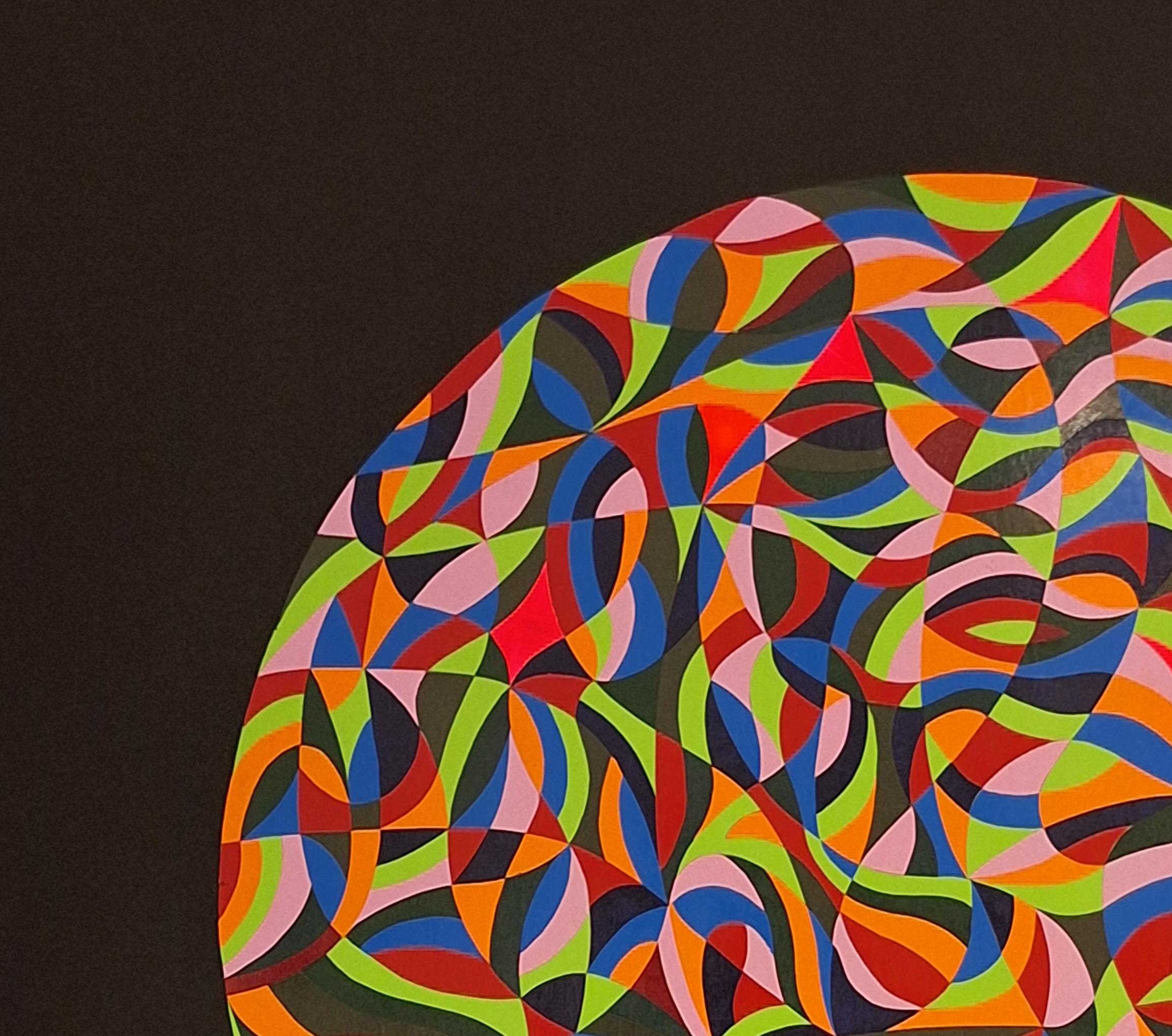 Large ondular head on black #1. From The Geometric Head Series - Painting by ALMO