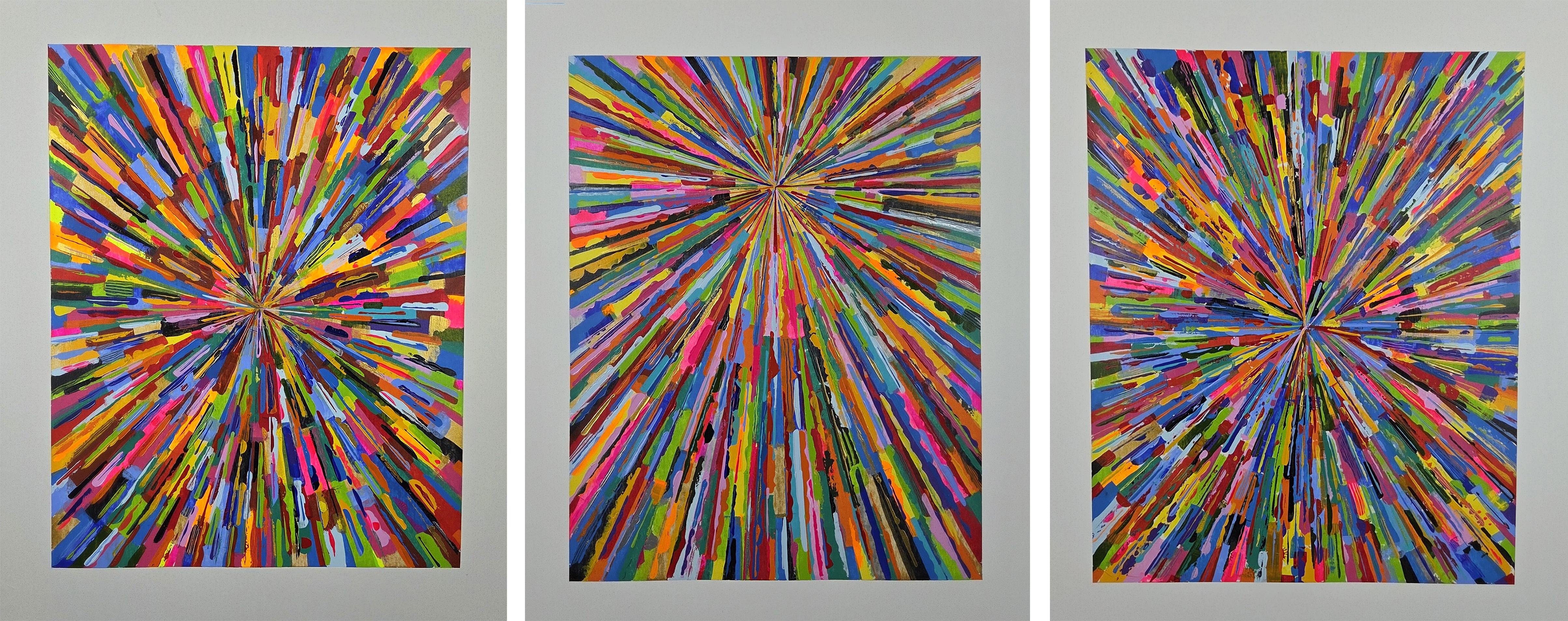 ALMO Abstract Painting - Nothing really matters, Then comes the sun and How do you say Triptych