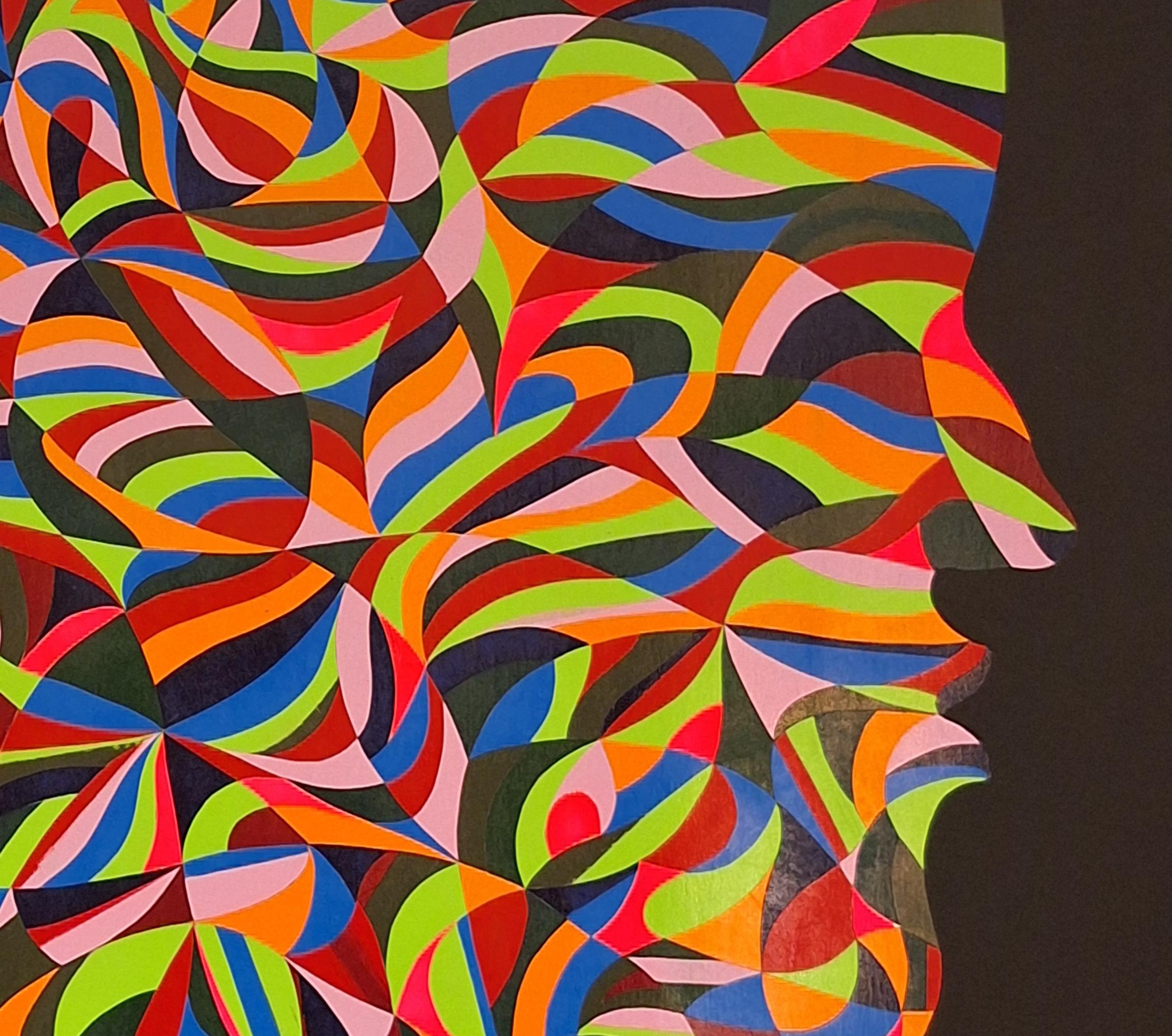 Díptico de la serie Cabeza geométrica - Painting Contemporáneo de ALMO