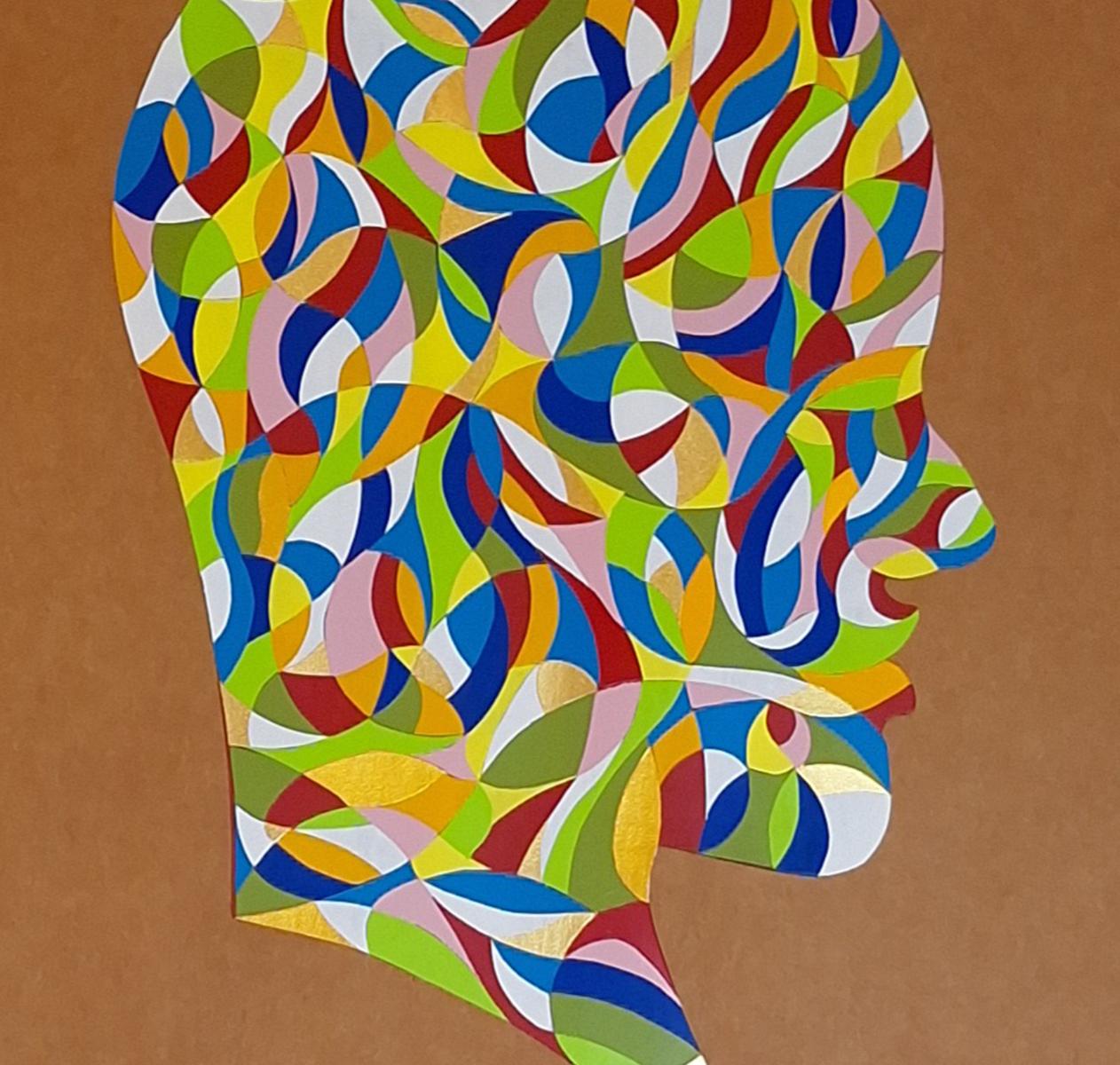 Movimenti Ondulari #1. Dalla serie delle teste geometriche - Painting Contemporaneo di ALMO