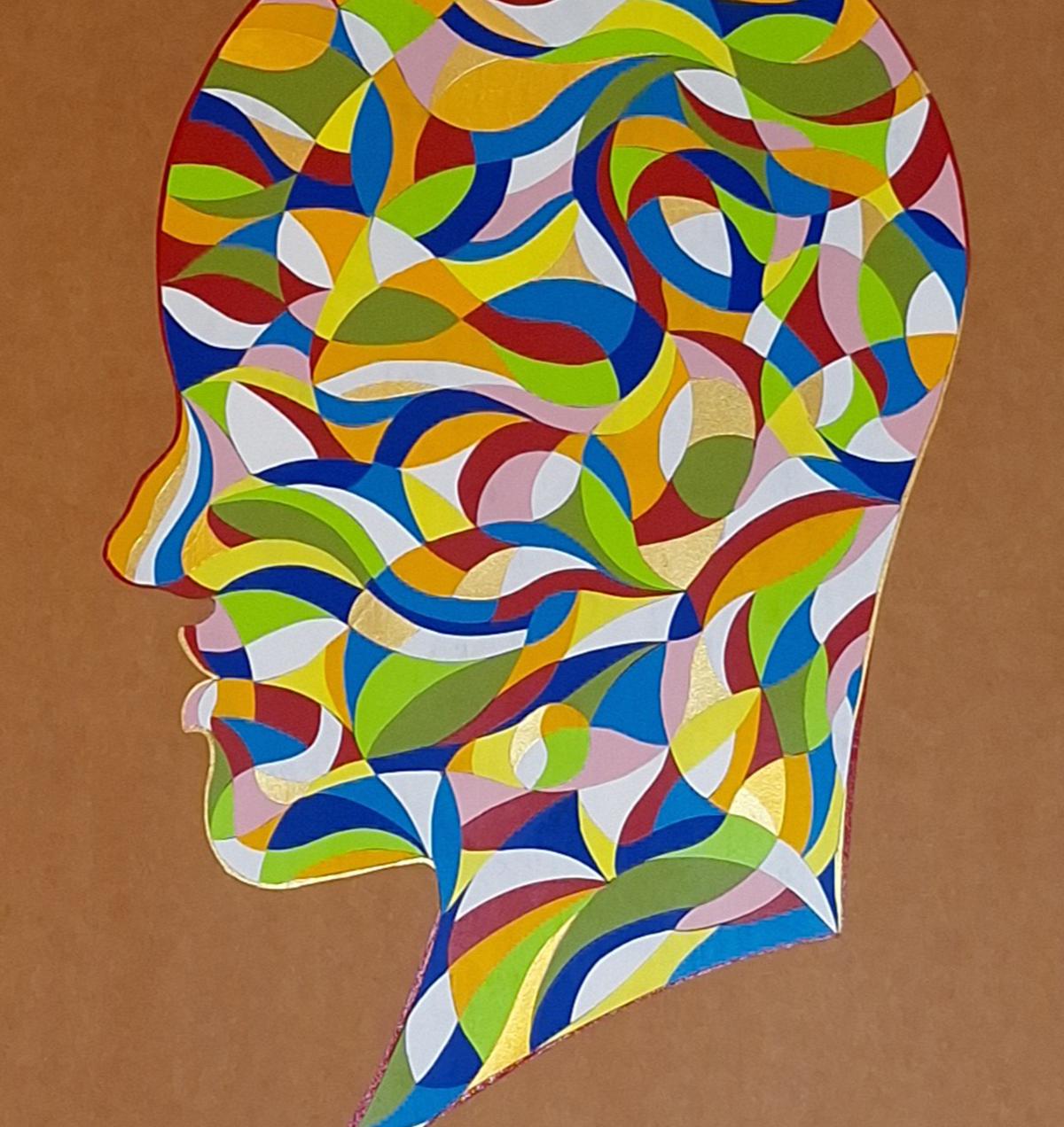 Movimenti Ondulari #2. Dalla serie delle teste geometriche - Painting Contemporaneo di ALMO
