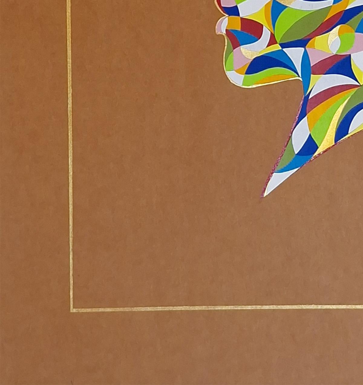 Movimenti Ondulari #2. Dalla serie delle teste geometriche - Portrait Painting Marrone di ALMO