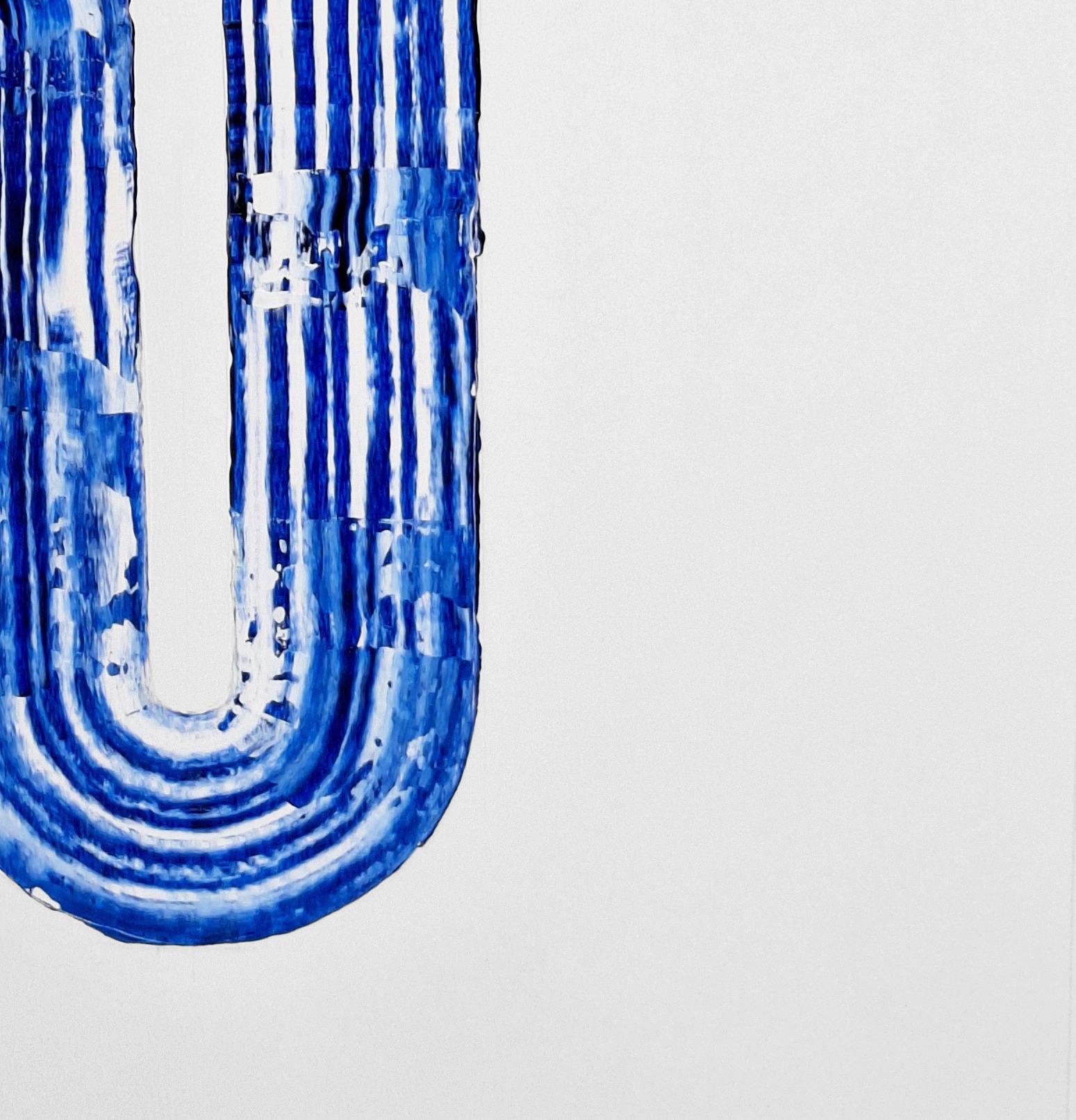Prussian Blue Movement #2. From The Prussian Blue Series - Gray Abstract Painting by ALMO