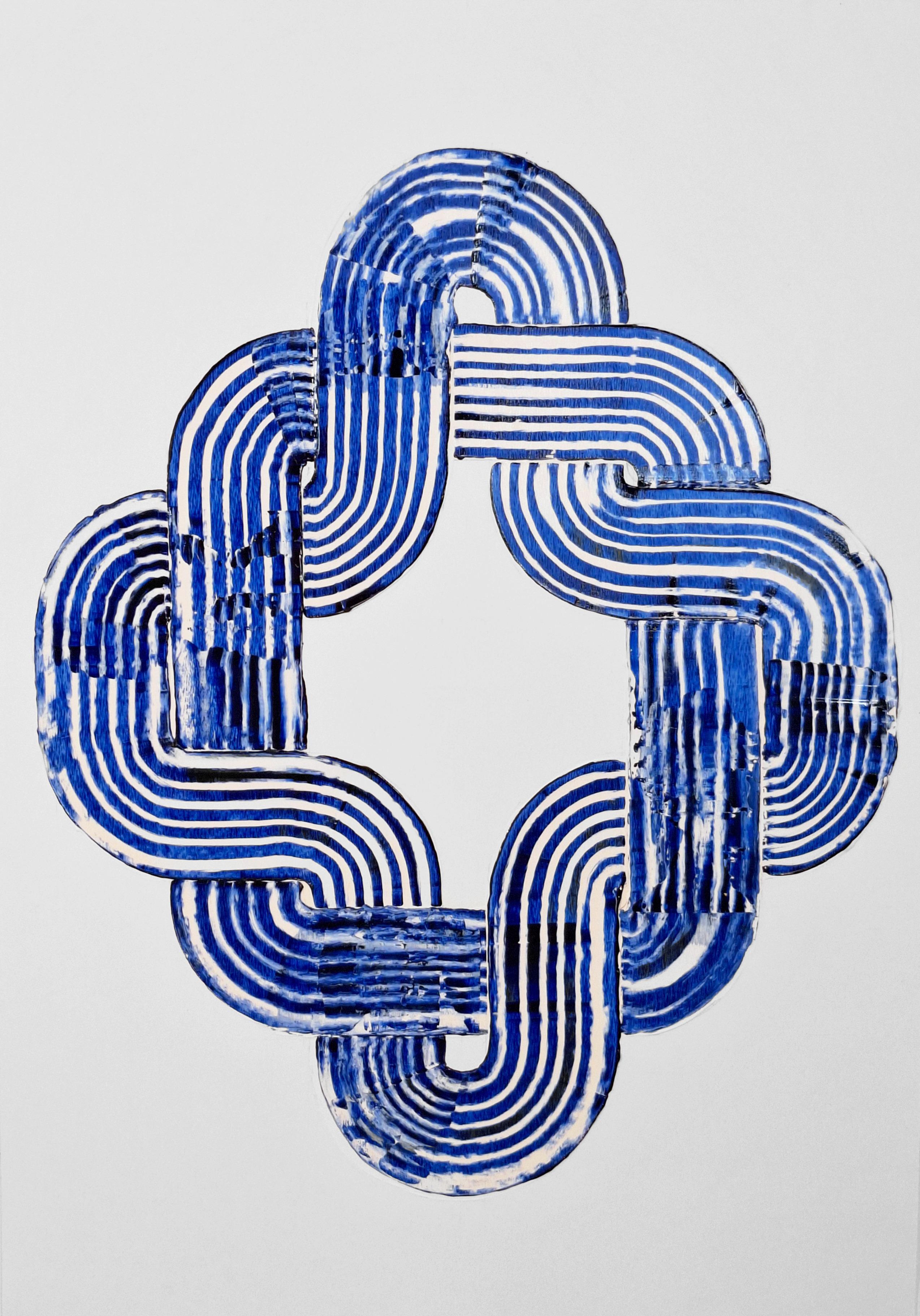Movimento blu di Prussia #3. Incorniciato. Dalla serie Blu di Prussia - Painting Contemporaneo di ALMO