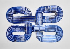 Prussian Blue Movement #5 and #3 Diptych. From The Prussian Blue Series