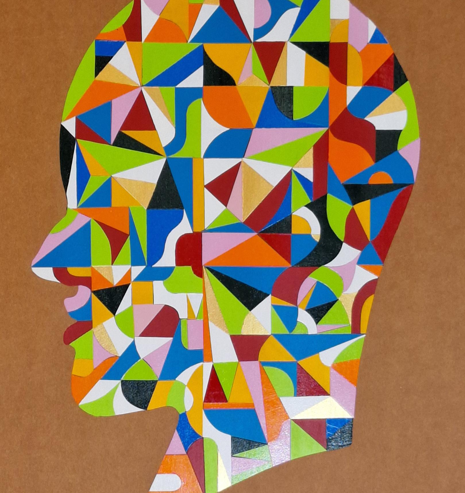 Progressione radiale #1. Dalla serie delle teste geometriche - Painting Contemporaneo di ALMO