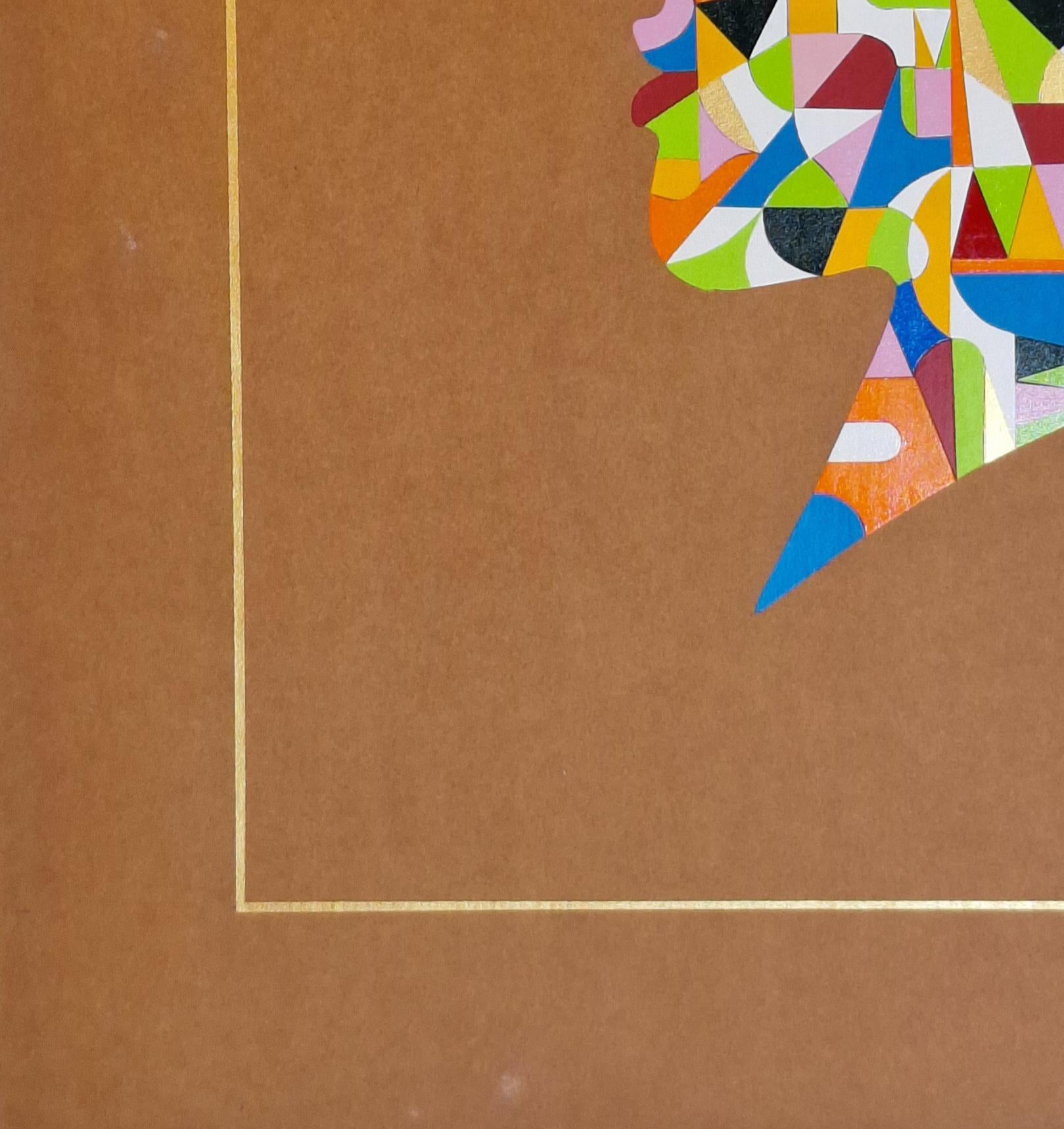 Progressione radiale #1. Dalla serie delle teste geometriche - Portrait Painting Marrone di ALMO