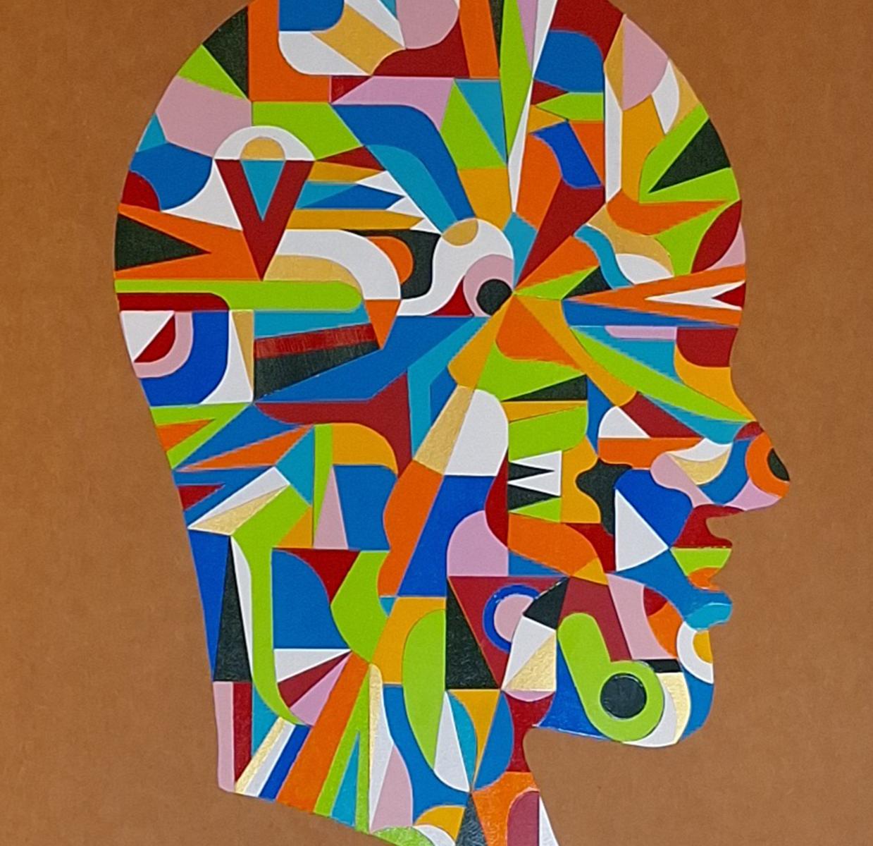 Radial Progression #2 and #1. From The Geometric Head Series - Contemporary Painting by ALMO