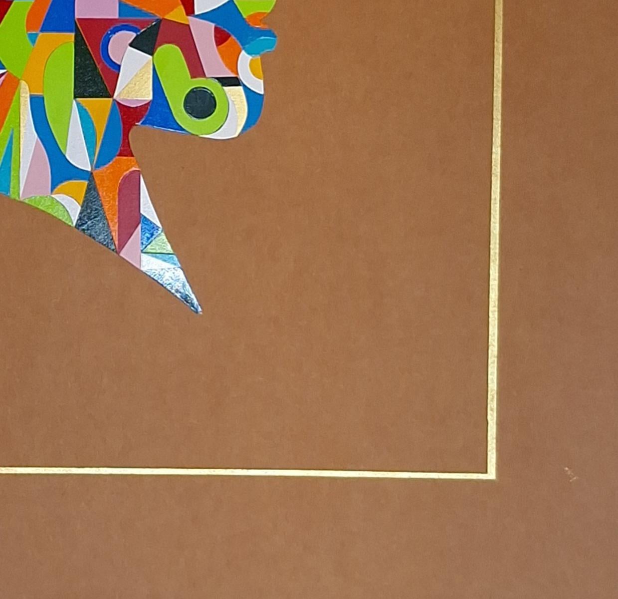 Radial Progression #2 and #1. From The Geometric Head Series - Brown Portrait Painting by ALMO