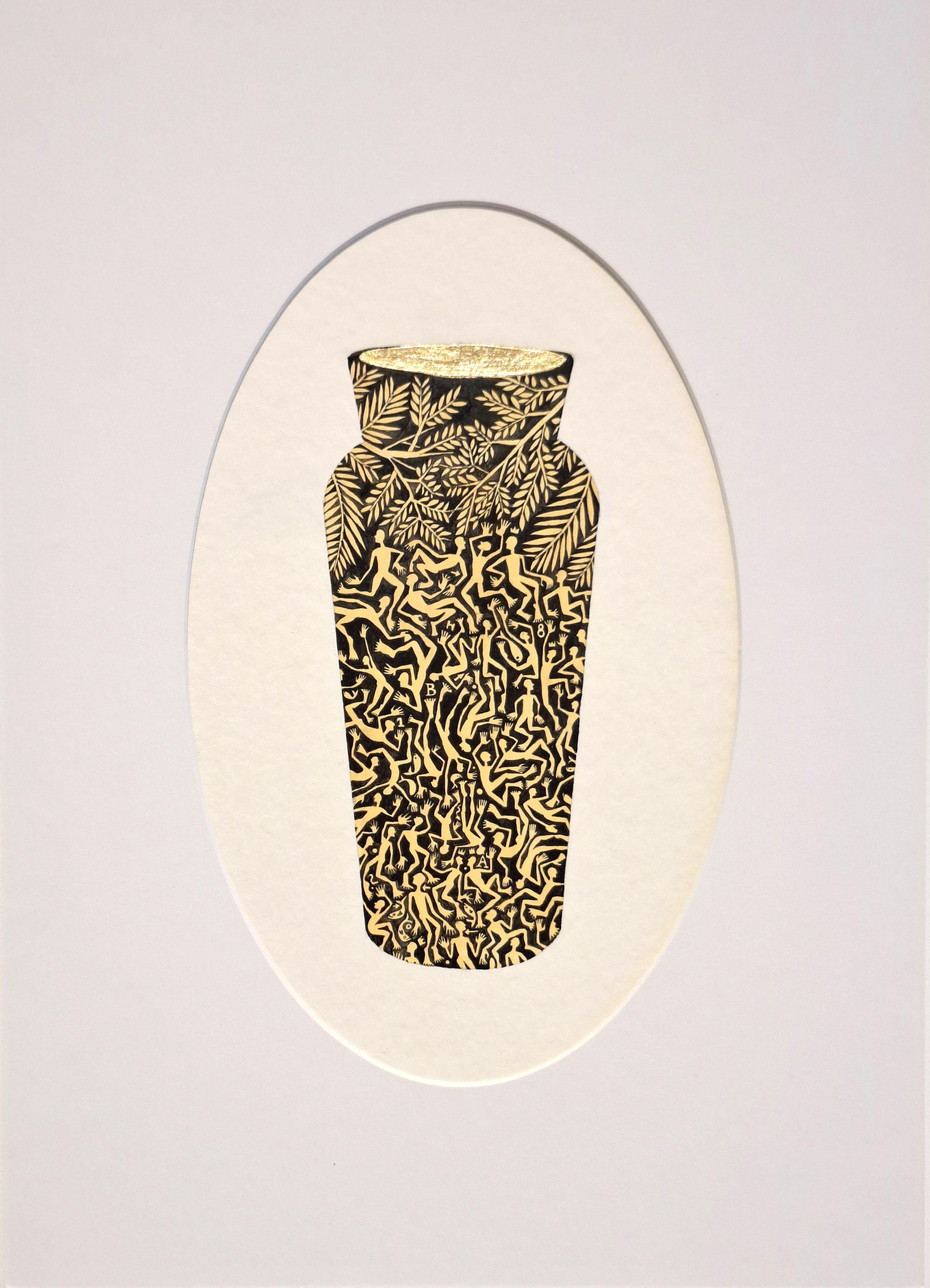 Receptacle #3, #2 and #1, Triptych. From The Vase Series - Painting by ALMO