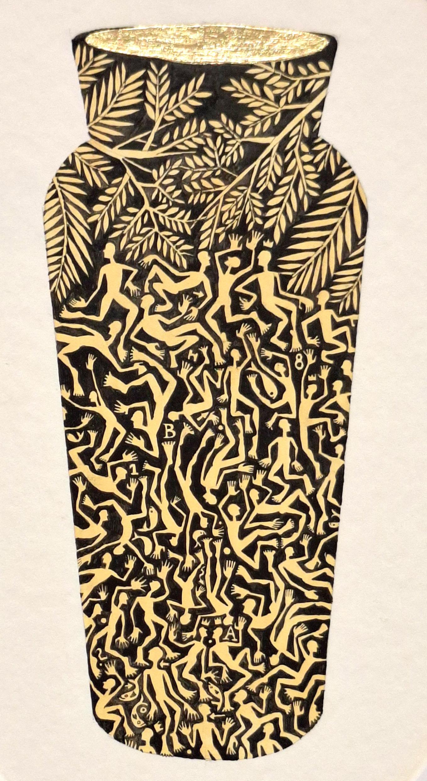 Recipiente #3 e #2, dittico. Dalla serie dei vasi - Abstract Painting Oro di ALMO
