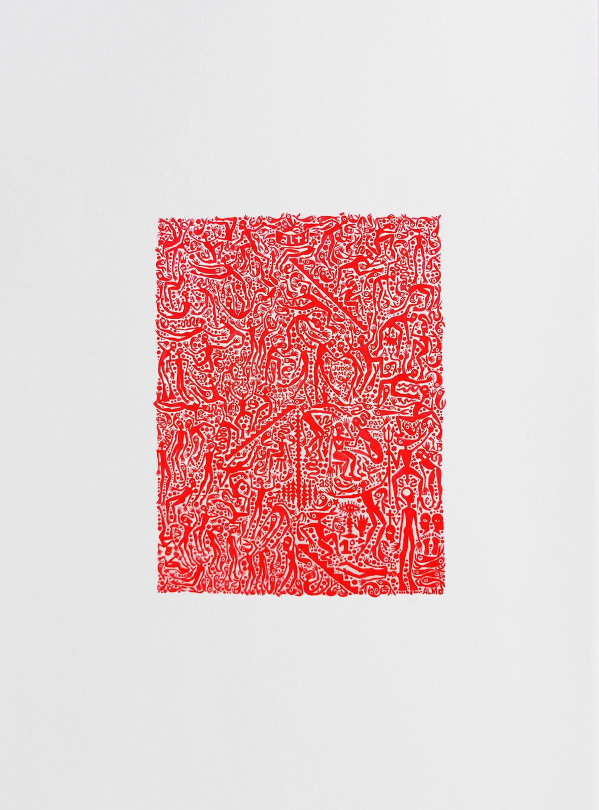 Set of 4 Fluorescent Ascension. From The Neon Progress Series - Beige Abstract Painting by ALMO