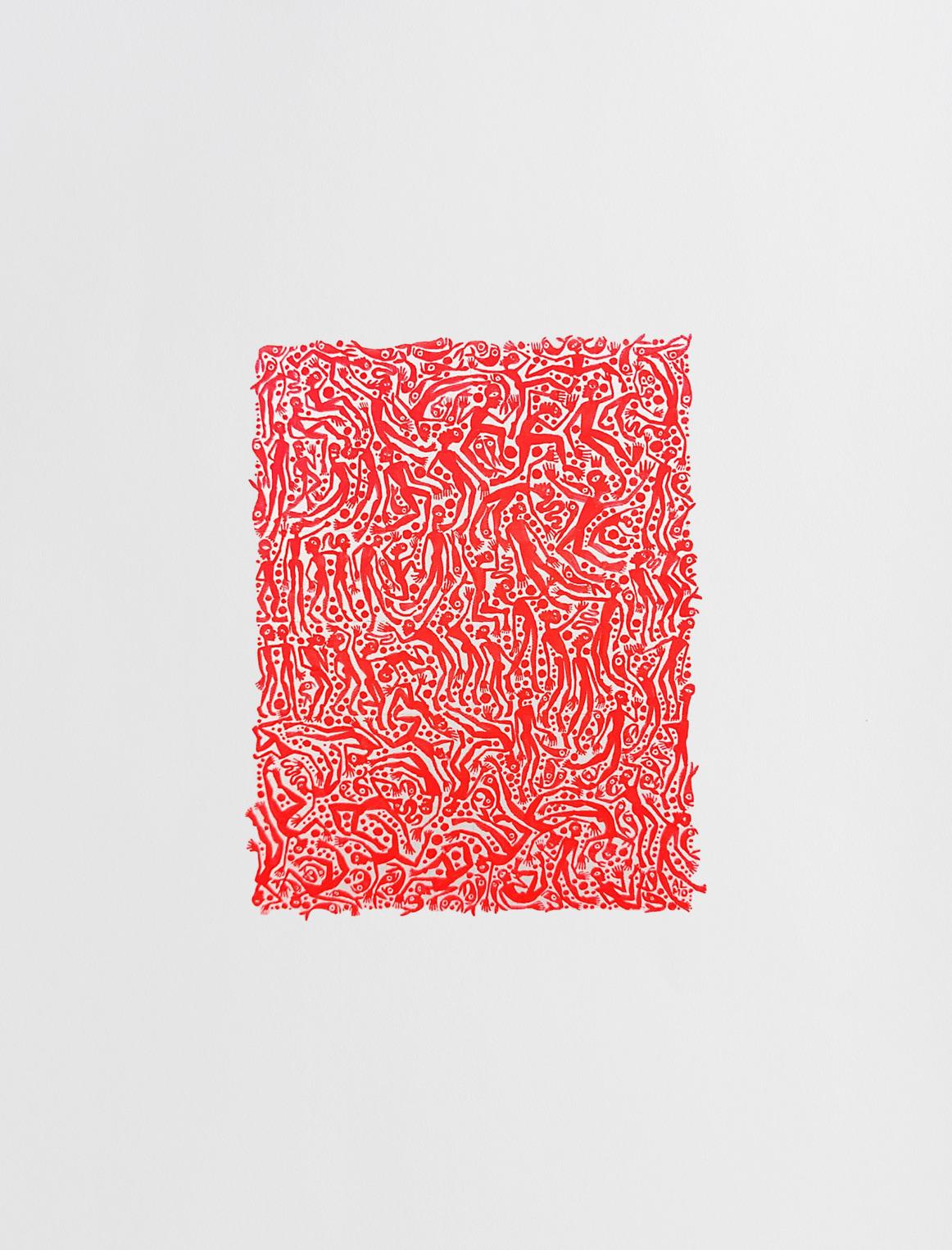 Almo wonders about his identity, the countries he has lived in, his daily routine and how he creates himself. An outsider who has made the world his home, skin, and citizenship, and through his artwork, he safeguards it in an attempt to explore the