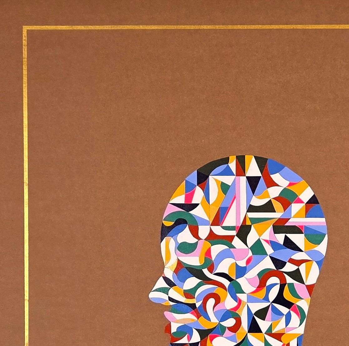 Sechser und Siebener. Aus der Serie Geometric Head (Braun), Portrait Painting, von ALMO