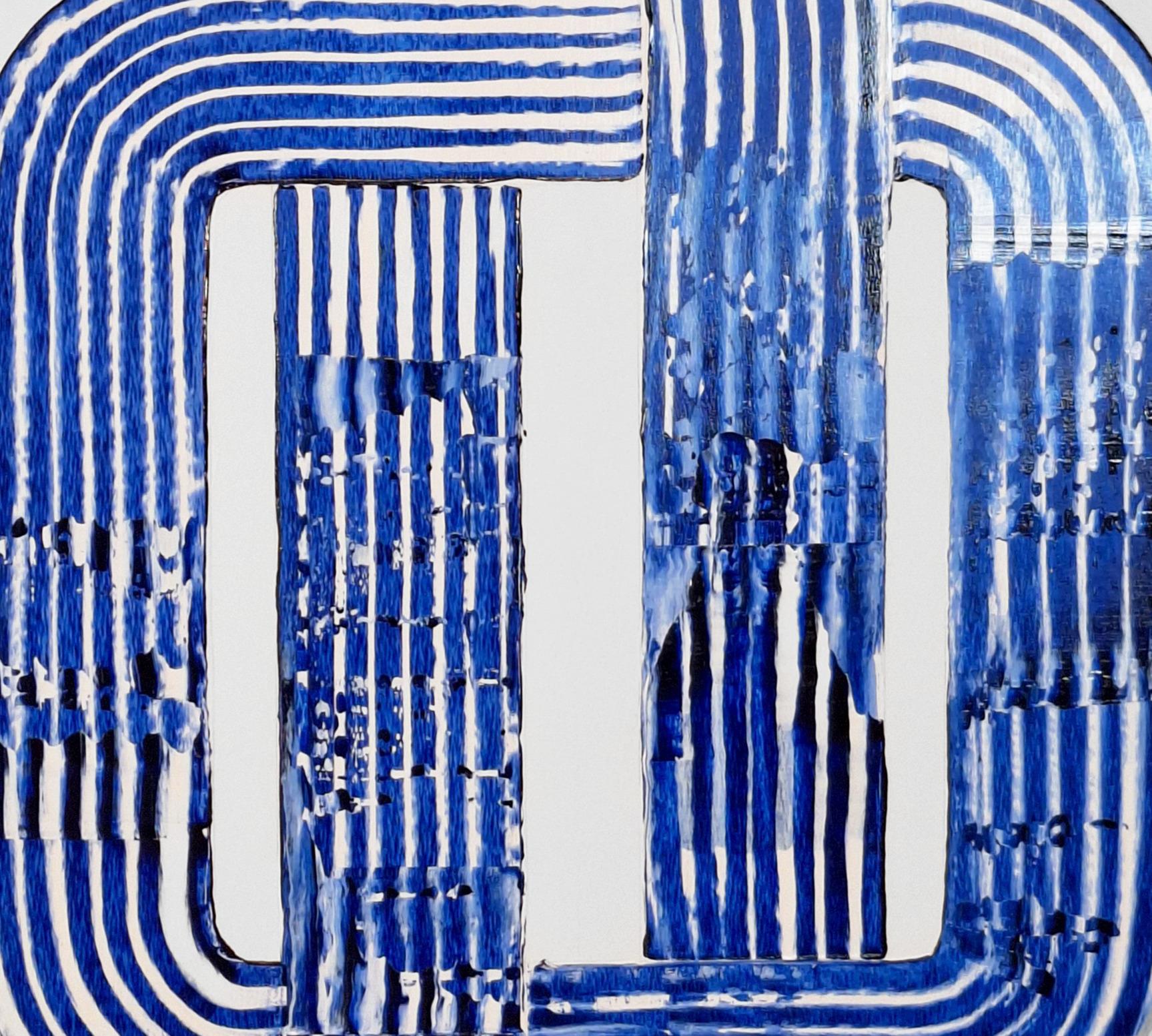 Movimento blu di Prussia #4, #1 e #2, Trittico. Dalla serie Blu di Prussia - Painting Contemporaneo di ALMO