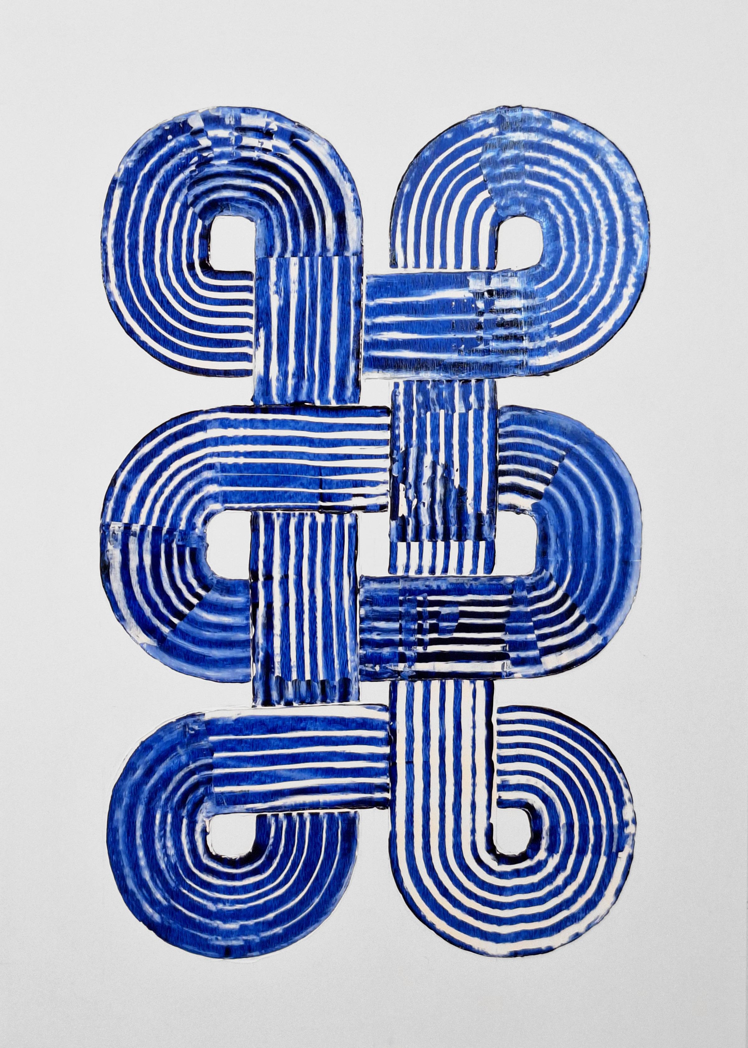 Movimento blu di Prussia #4, #1 e #2, Trittico. Dalla serie Blu di Prussia - Abstract Painting Grigio di ALMO
