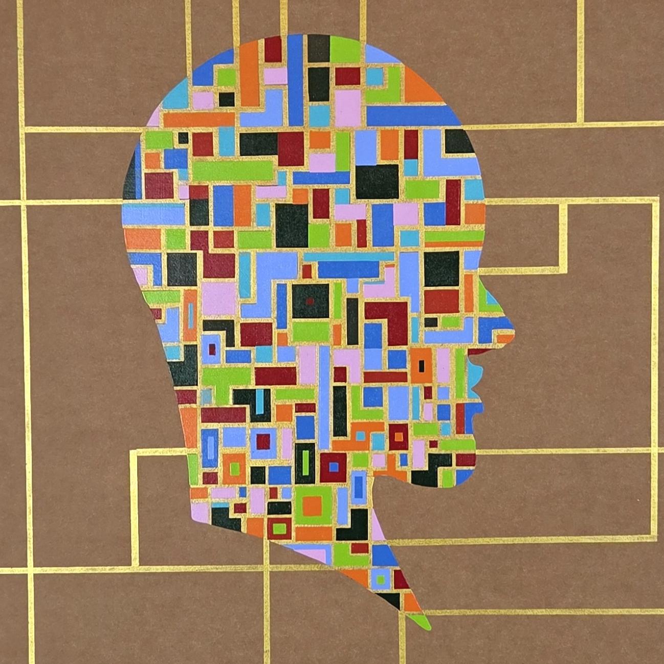 We are on a road to nowhere. From The Geometric Head Series - Painting by ALMO