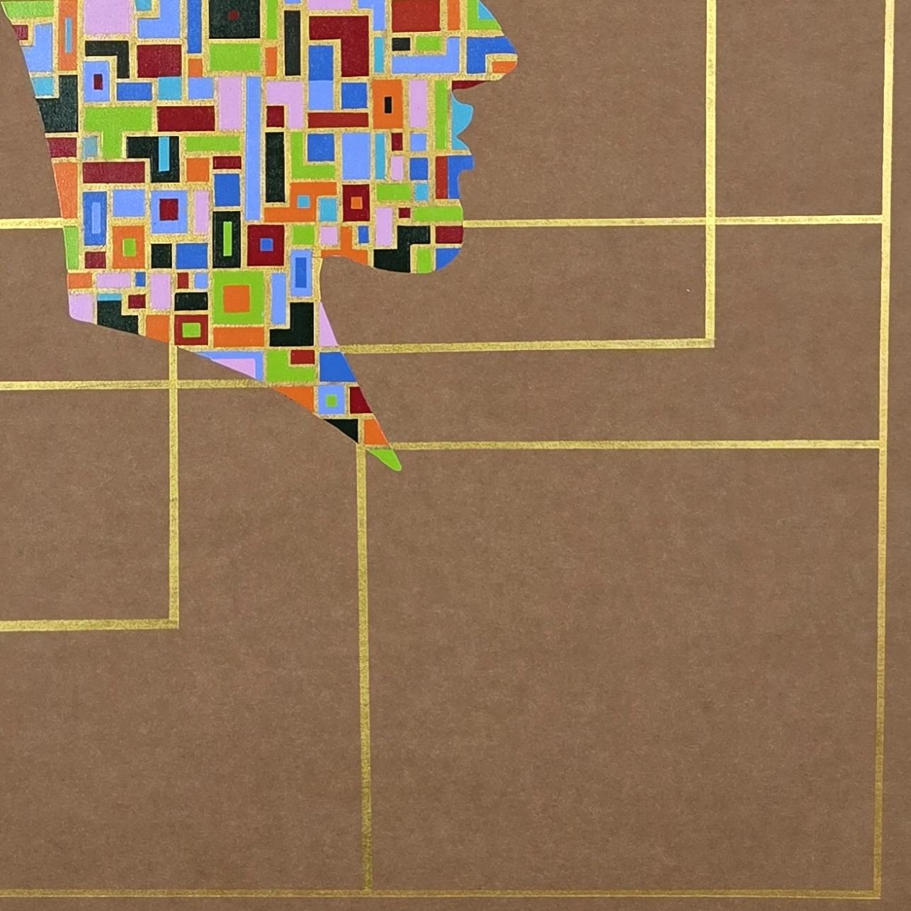 We are on a road to nowhere. From The Geometric Head Series - Contemporary Painting by ALMO